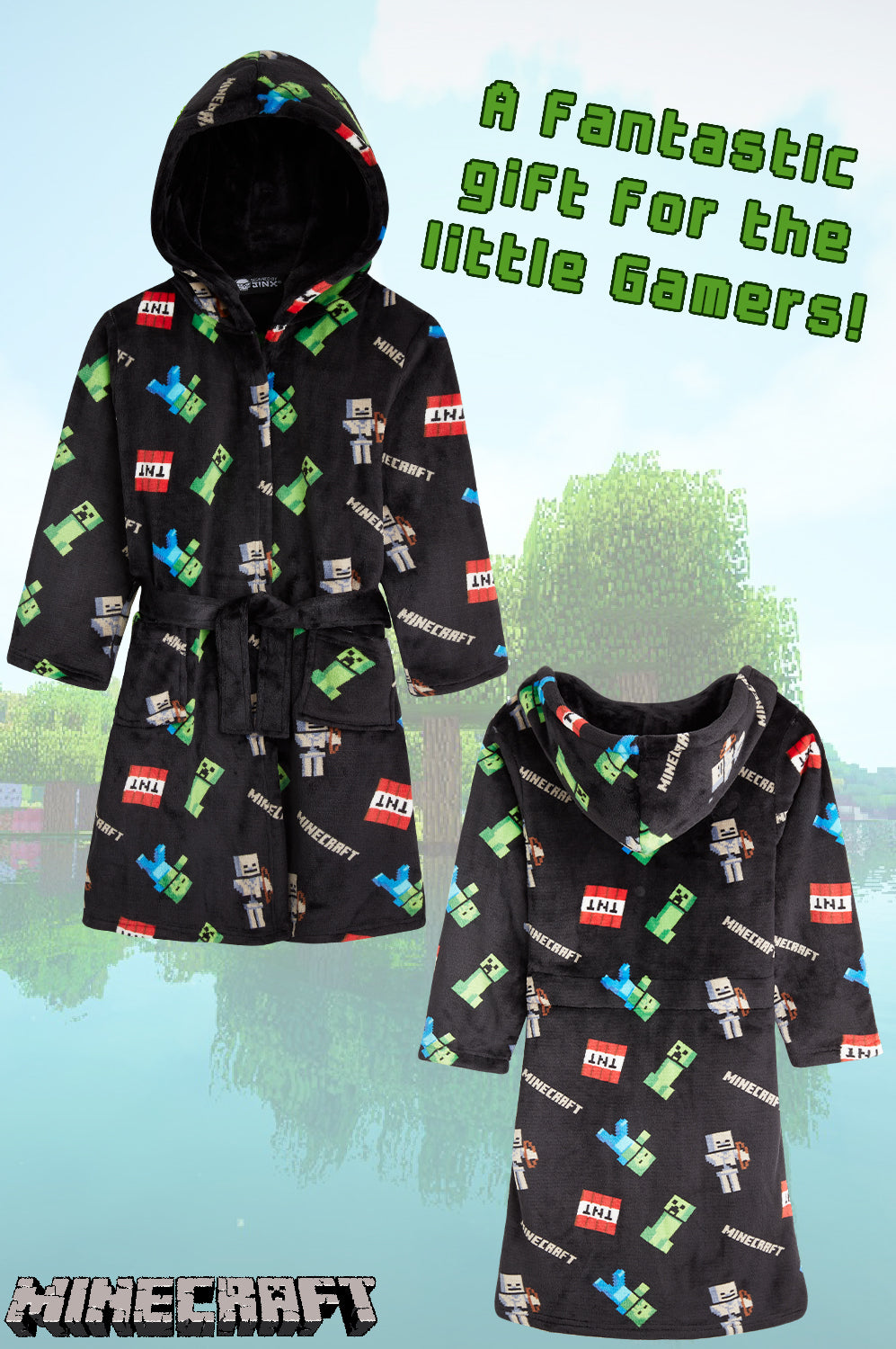 minecraft-peignoir-gar-on-polaire-capuche-7-8-ans image 5