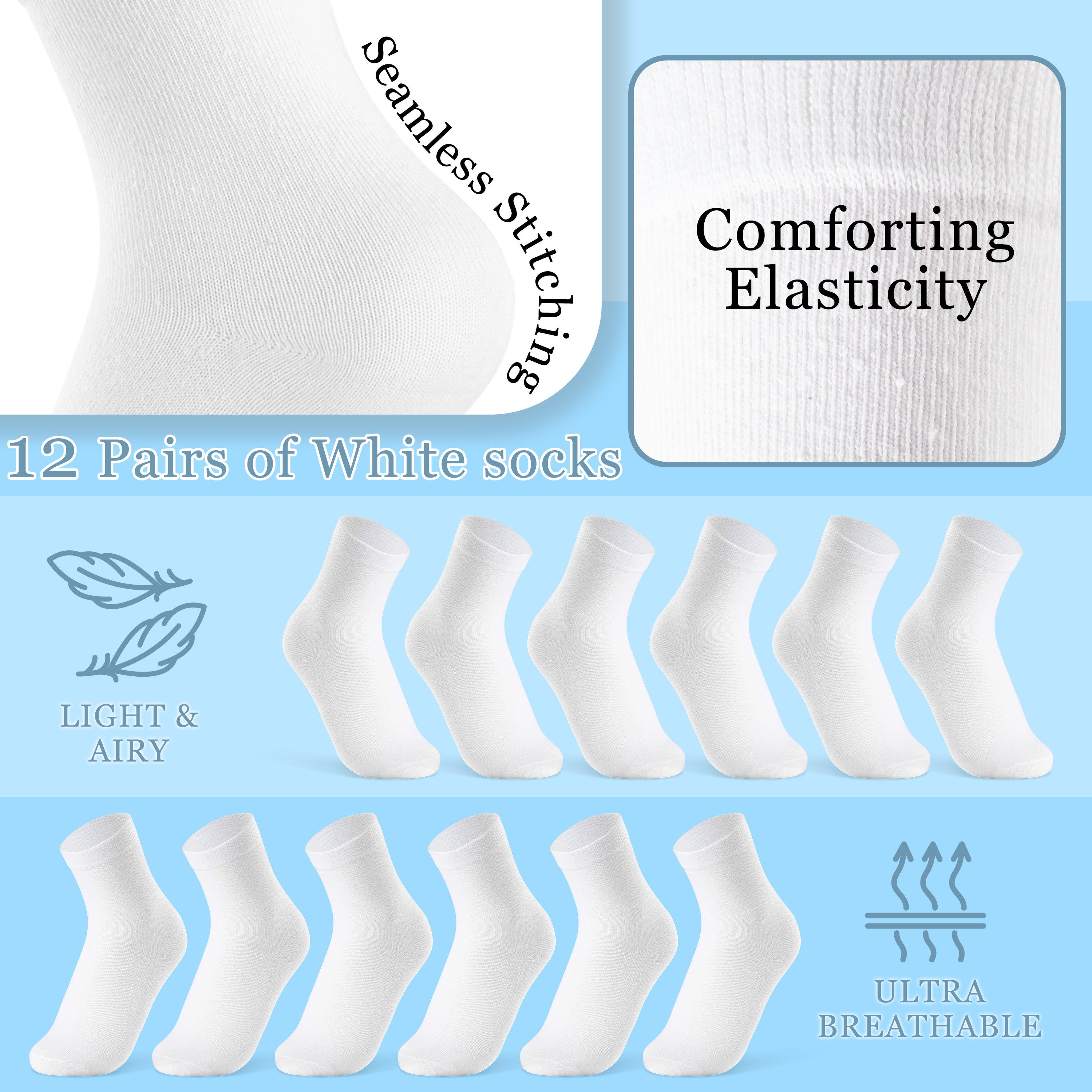 citycomfort-boys-chaussettes-mi-mollet-blanc-lot-de-12-coton image 4