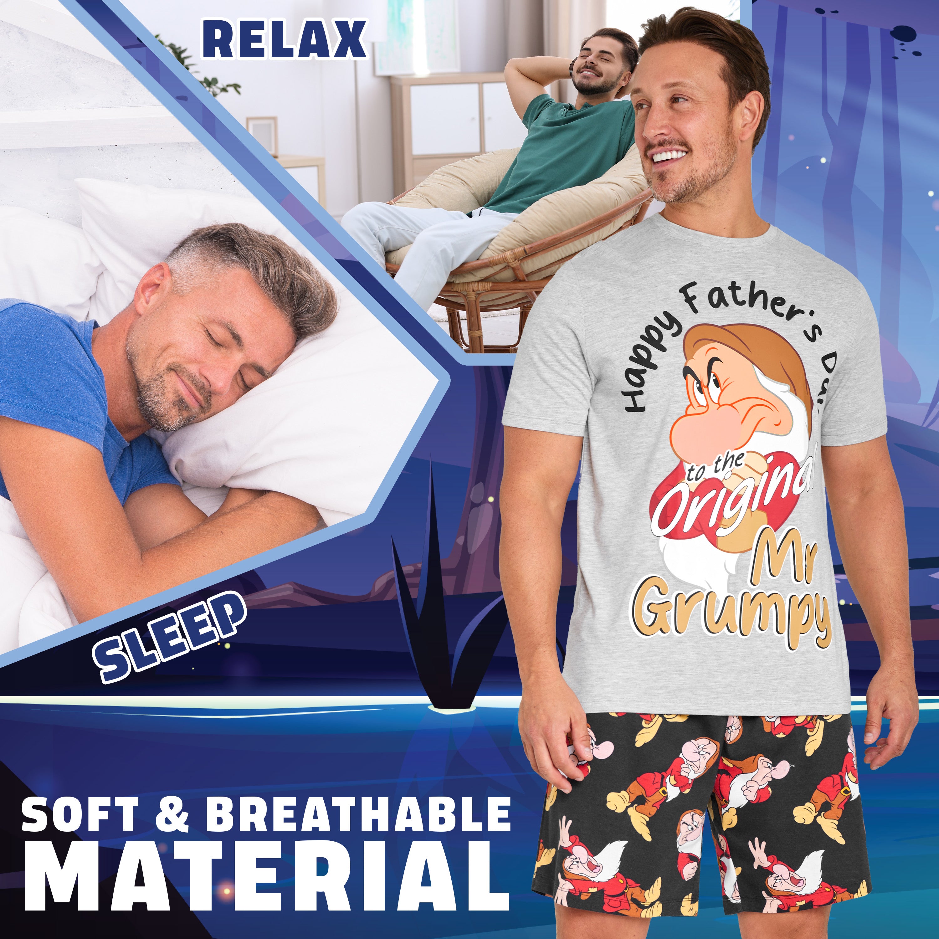 disney-ensemble-pyjama-short-homme-coton-t-shirt-col-rond image 3
