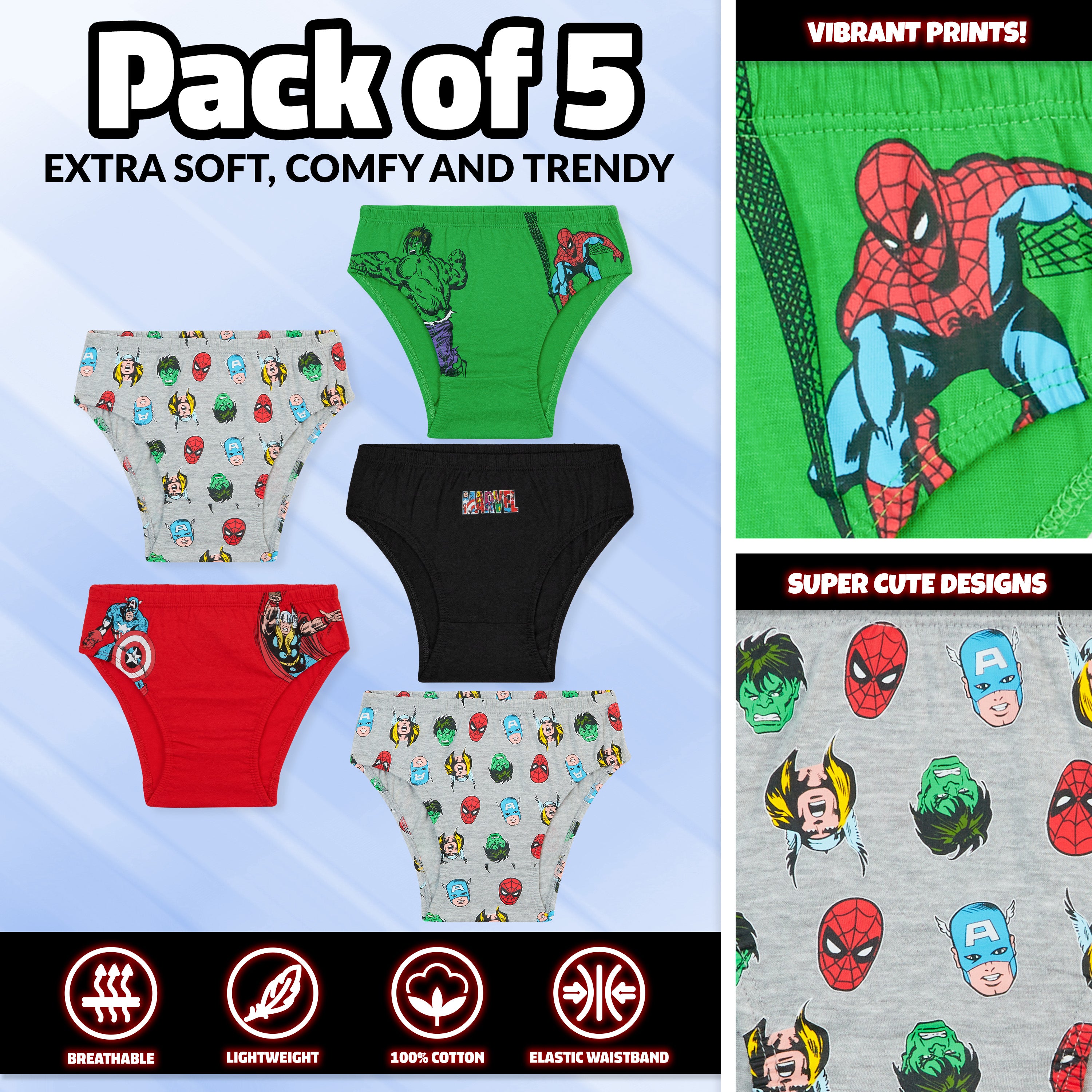 get-trend-boys-marvel-slip-gar-on-coton-lot-5-5-6-ans image 4