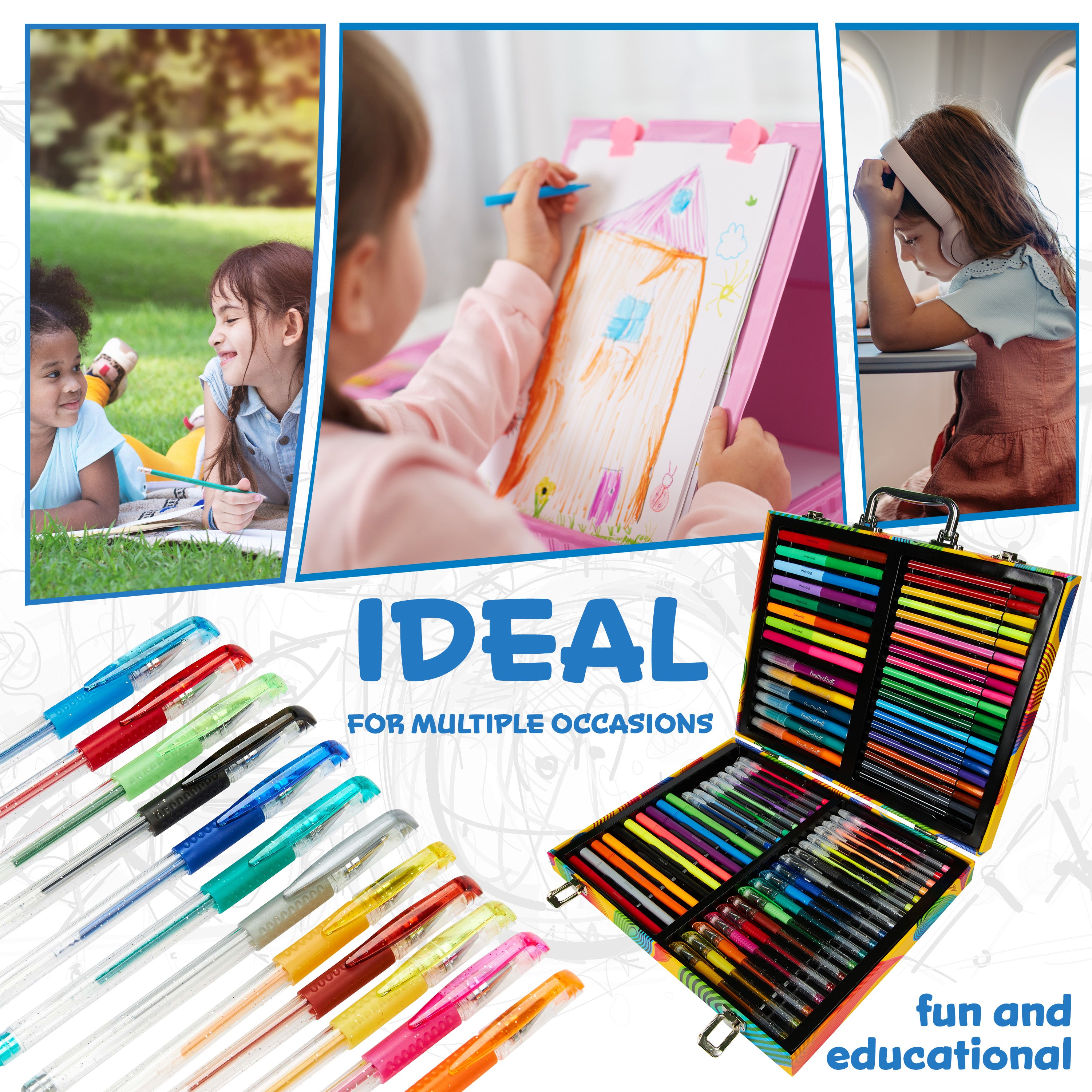 kreativekraft-kit-coloriage-70-feutres-paillet-s-mallette-enfant image 5