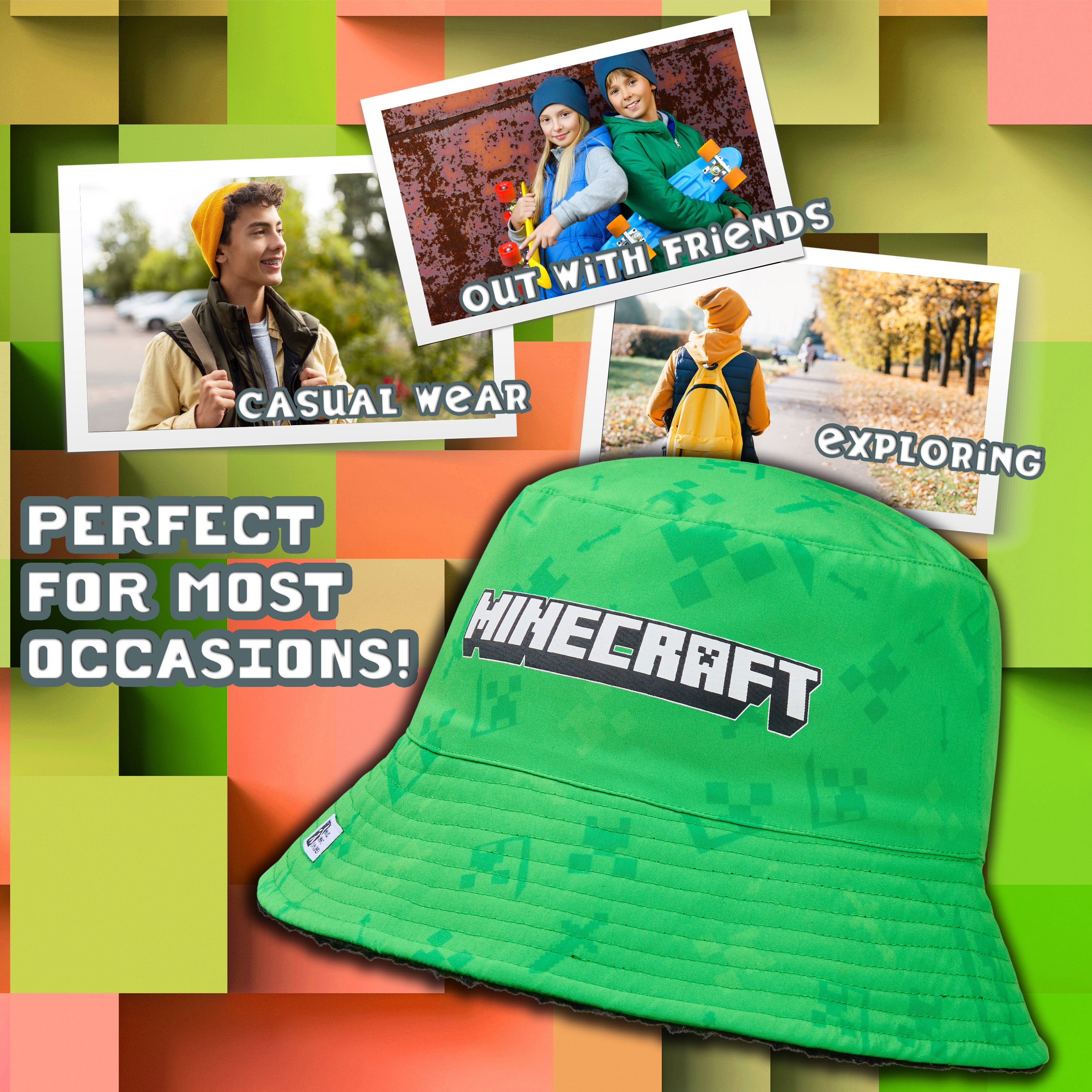 minecraft-bob-enfant-doublure-polaire-vert-creeper-6-14-ans image 4