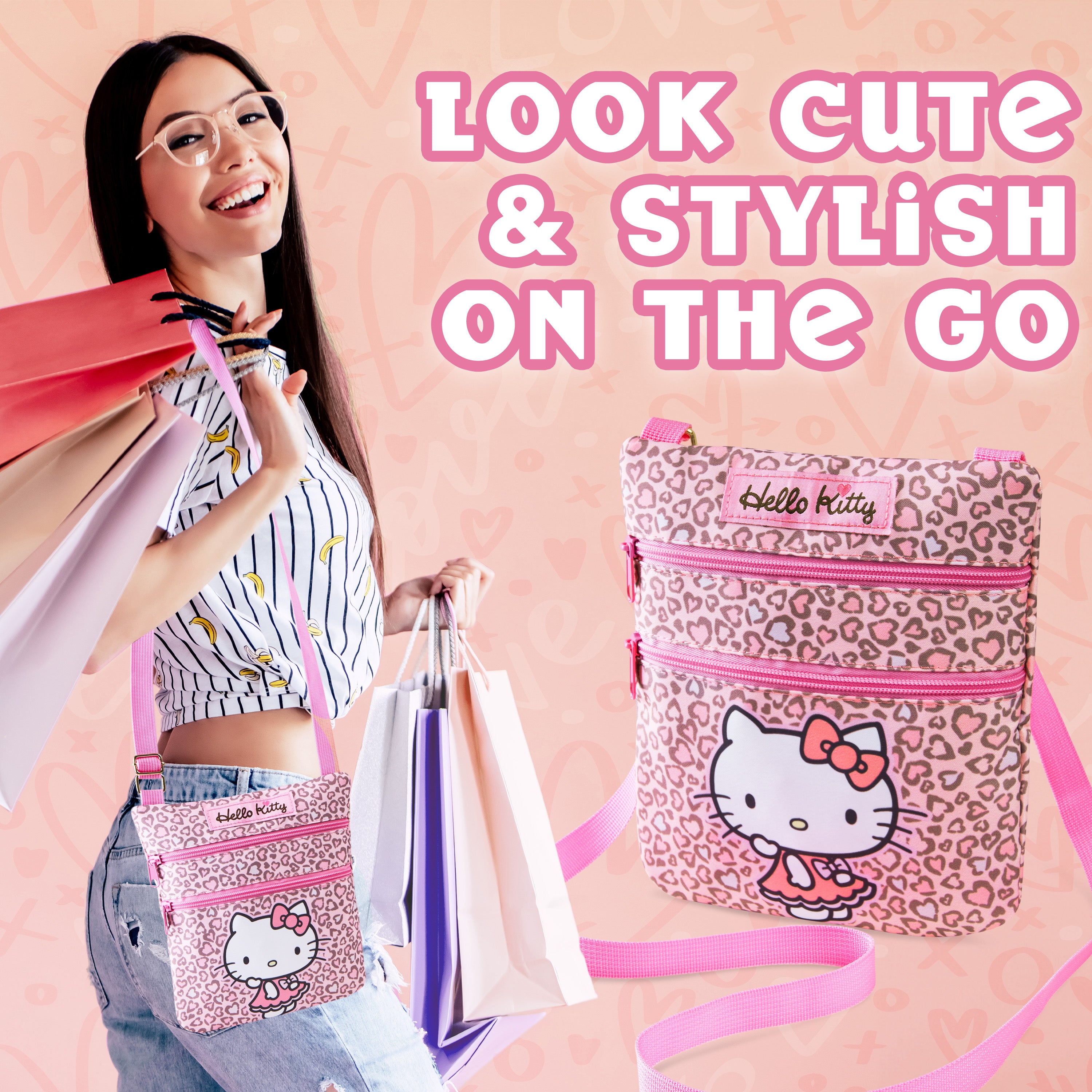 hello-kitty-sac-bandouli-re-fille-rose-2-poches-zipp-es image 5