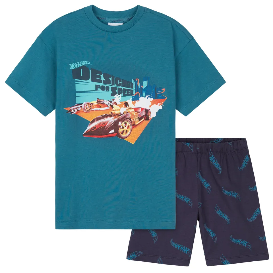 hot-wheels-pyjama-court-coton-bleu-gar-on-7-8-ans-2-pi-ces image 1
