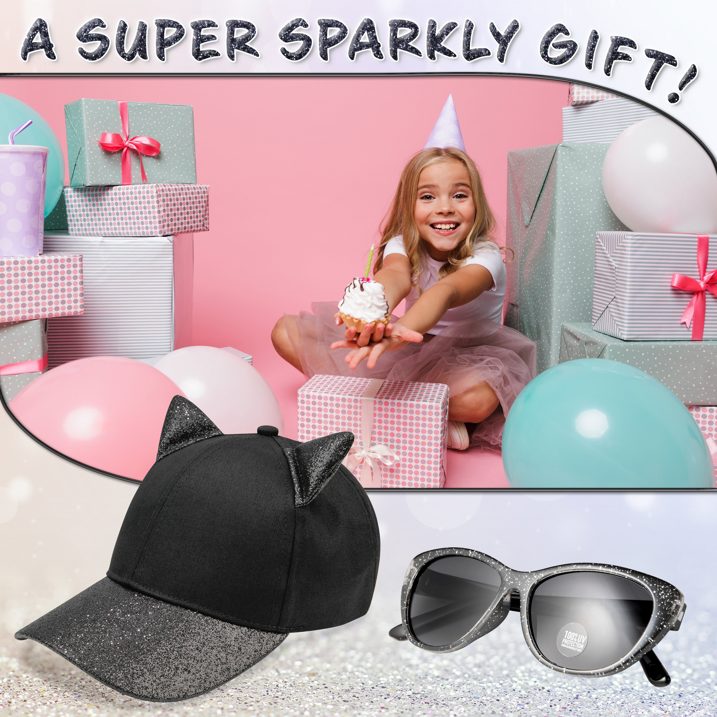 citycomfort-girls-casquette-lunettes-fille-noire-paillettes-uv image 4