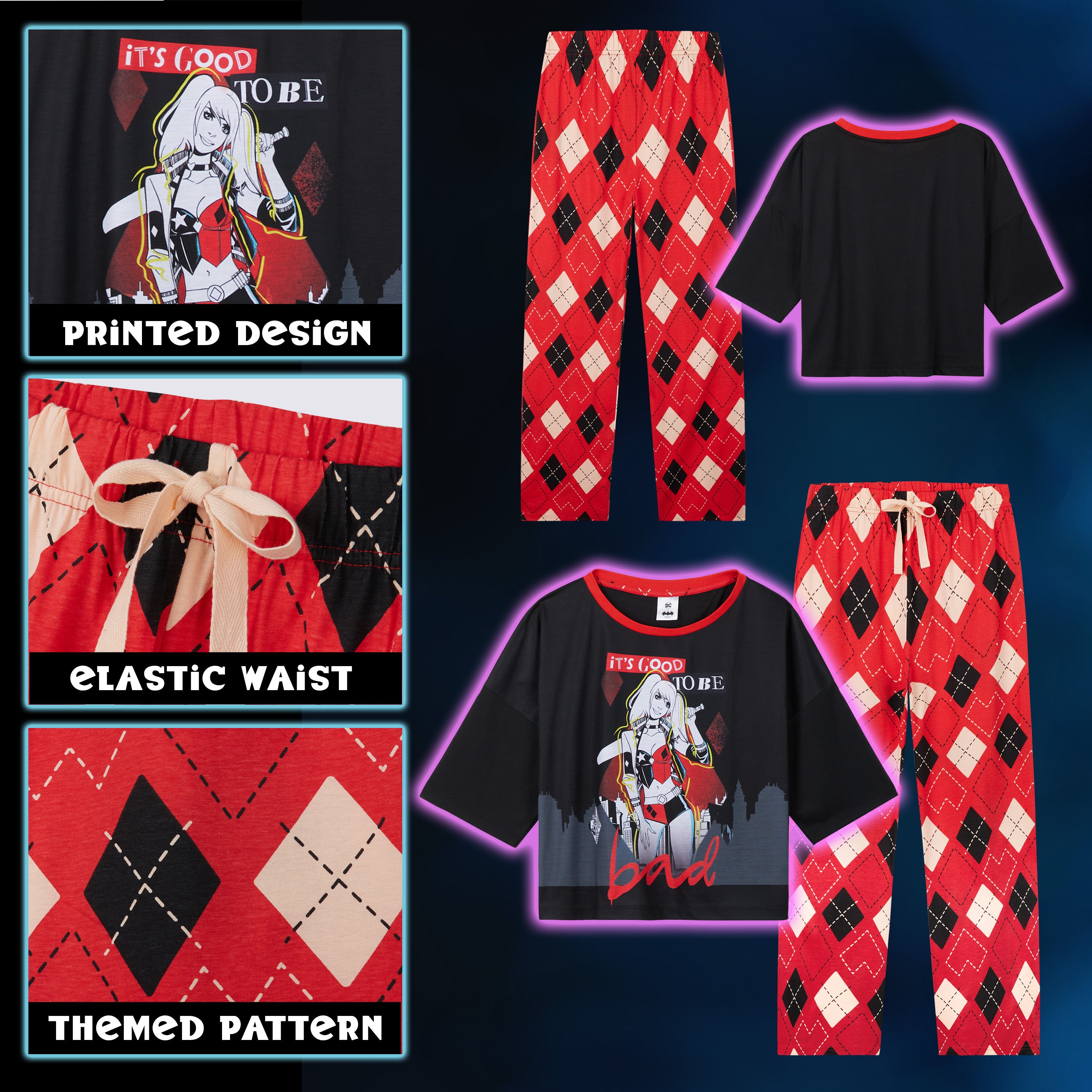 harley-quinn-ensemble-pyjama-long-femme-coton-dc-comics image 4