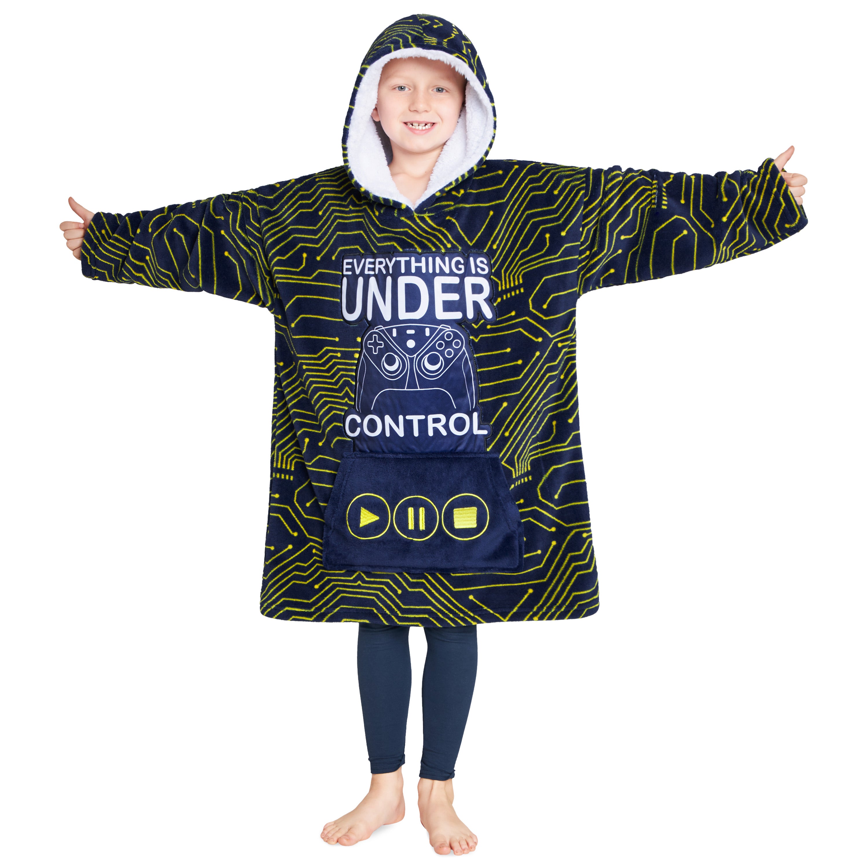 citycomfort-sweat-plaid-gamer-oversize-polaire-capuche-sherpa image 1