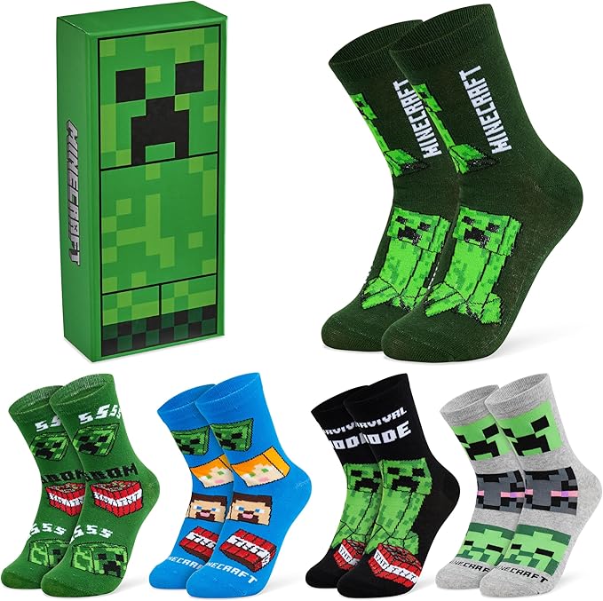 minecraft-chaussettes-gar-on-mi-mollet-lot-multipack image 1