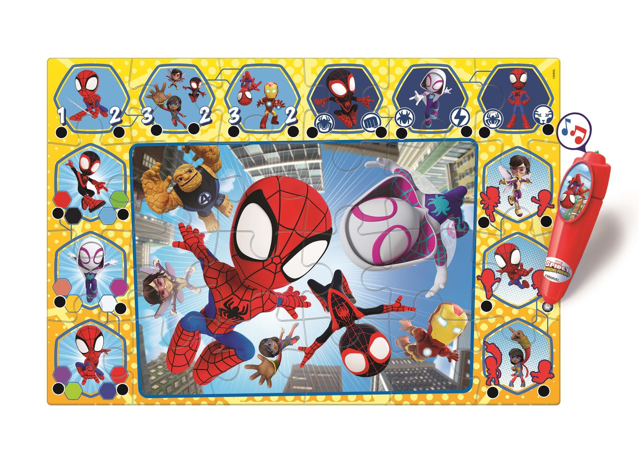 clementoni-spidey-16686-puzzle-sol-24-pi-ces-62x42-stylo-quiz image 4