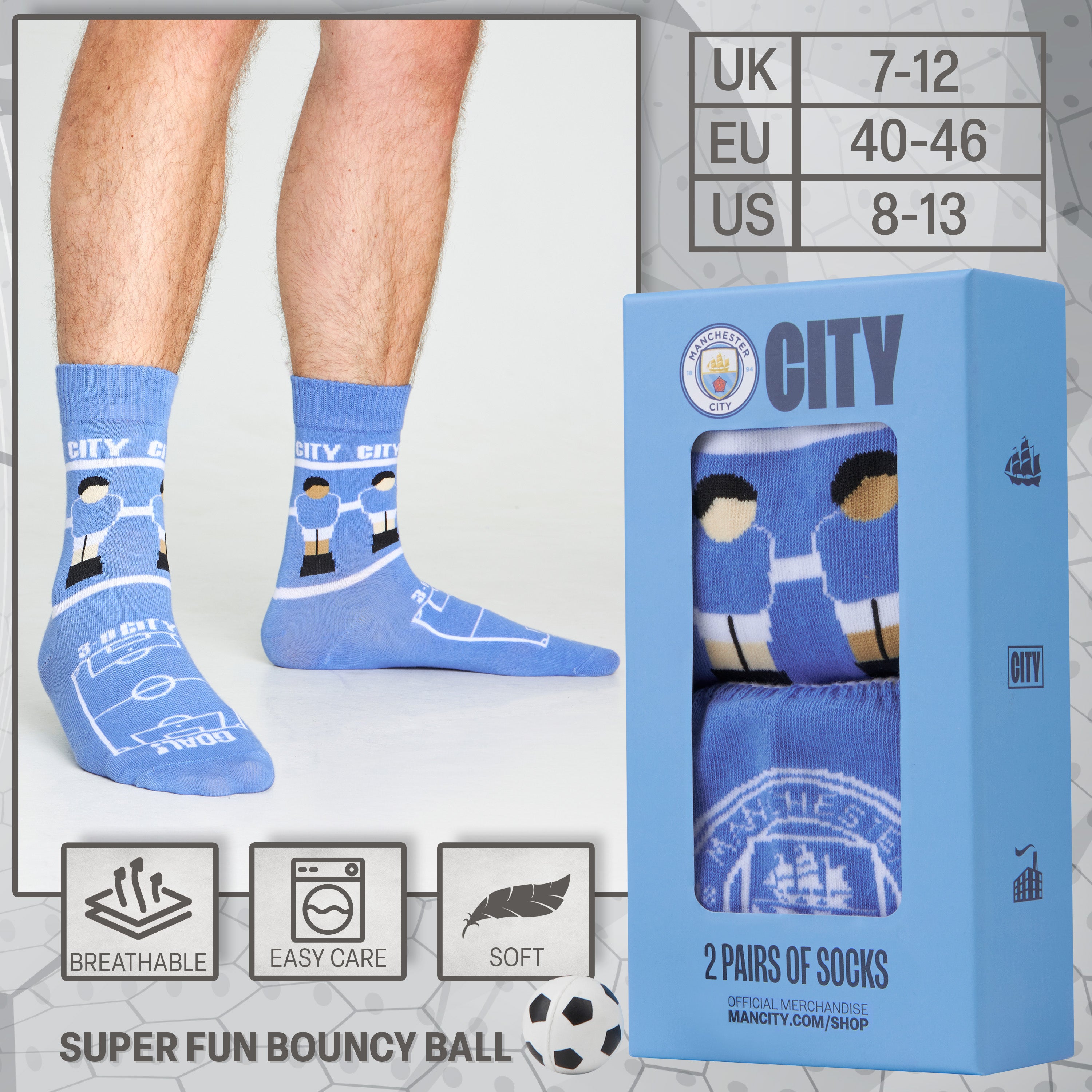 manchester-city-chaussettes-homme-coton-mi-mollet-lot-2-ballon image 6