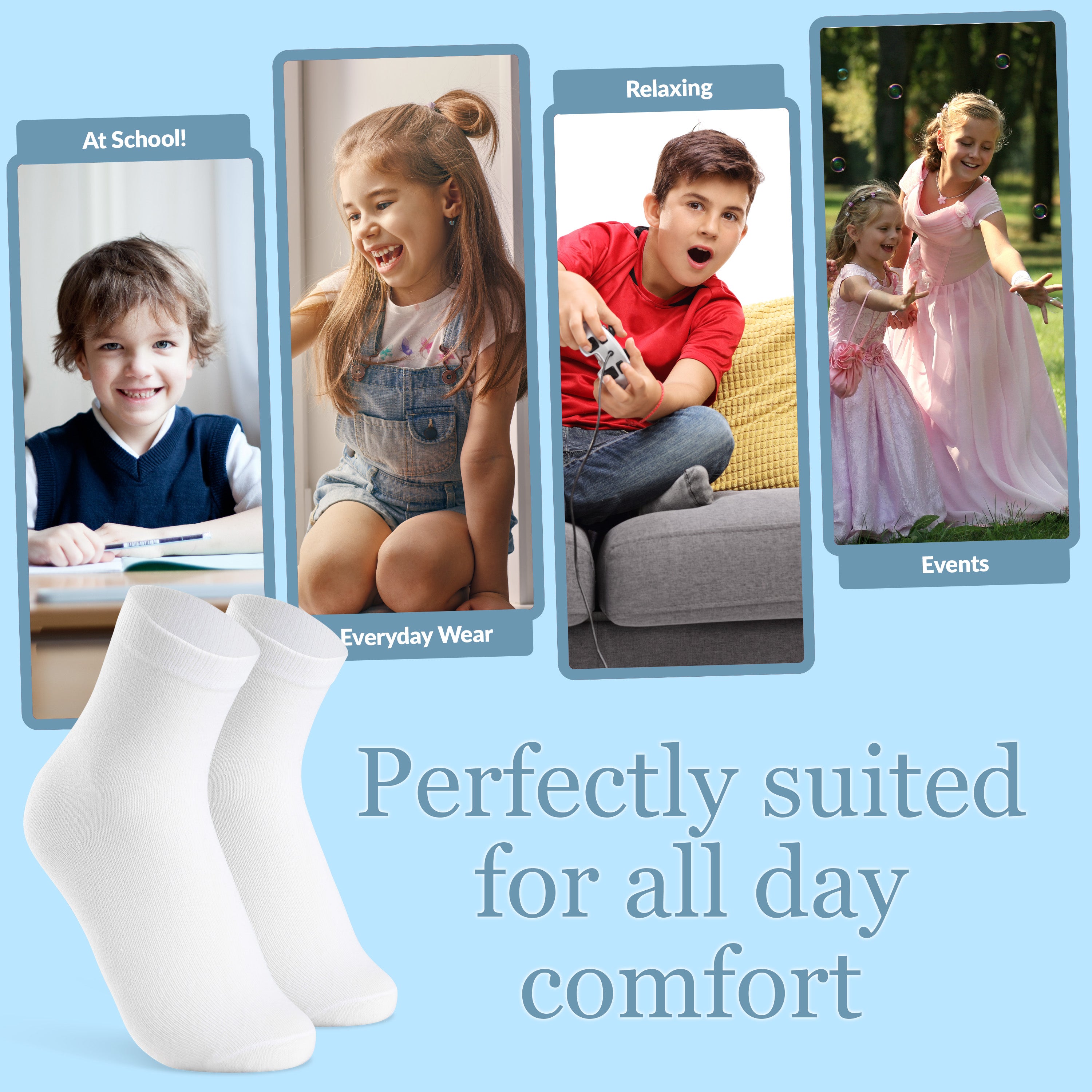 citycomfort-boys-chaussettes-mi-mollet-blanc-lot-de-12-coton image 5