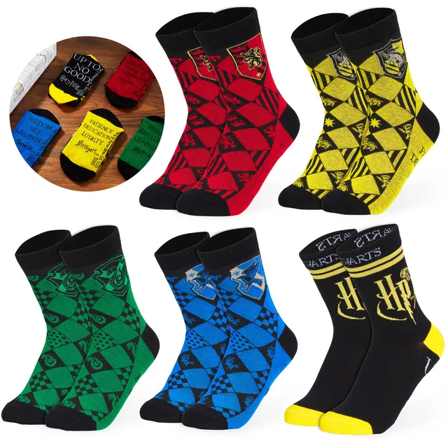 harry-potter-chaussettes-lot-5-paires-coton-36-40-poudlard image 1