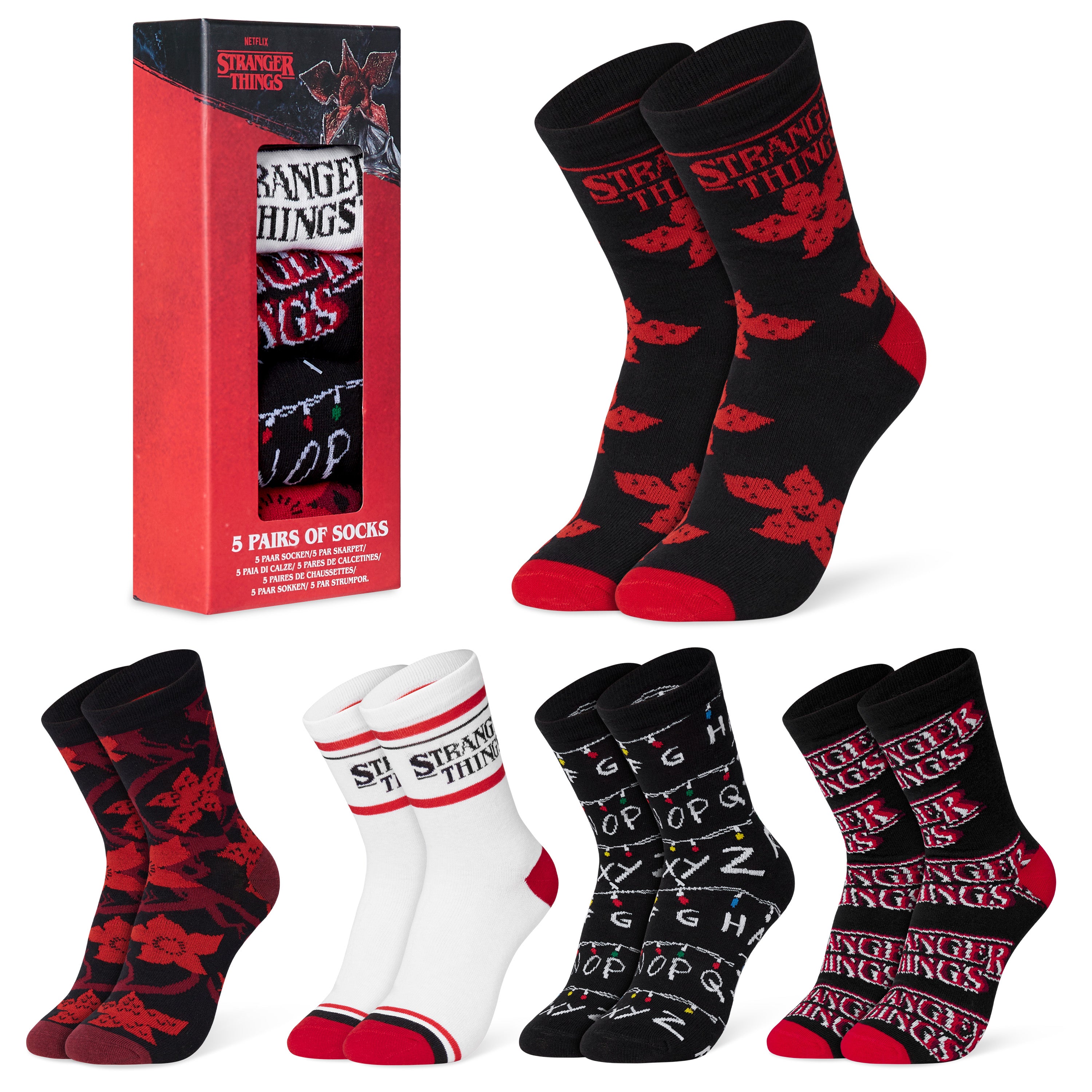 stranger-things-chaussettes-femme-lot-de-5-socquettes-coton image 1