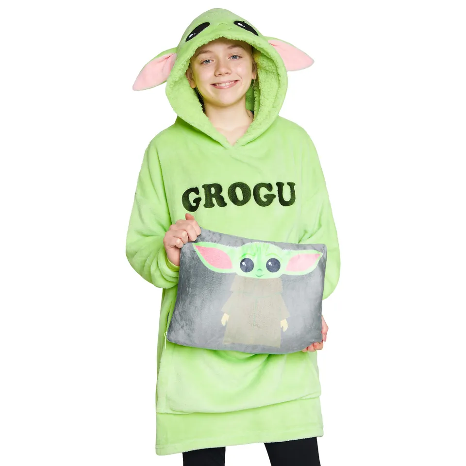 disney-baby-yoda-sweat-plaid-enfant-oversize-2-en-1-polaire image 1