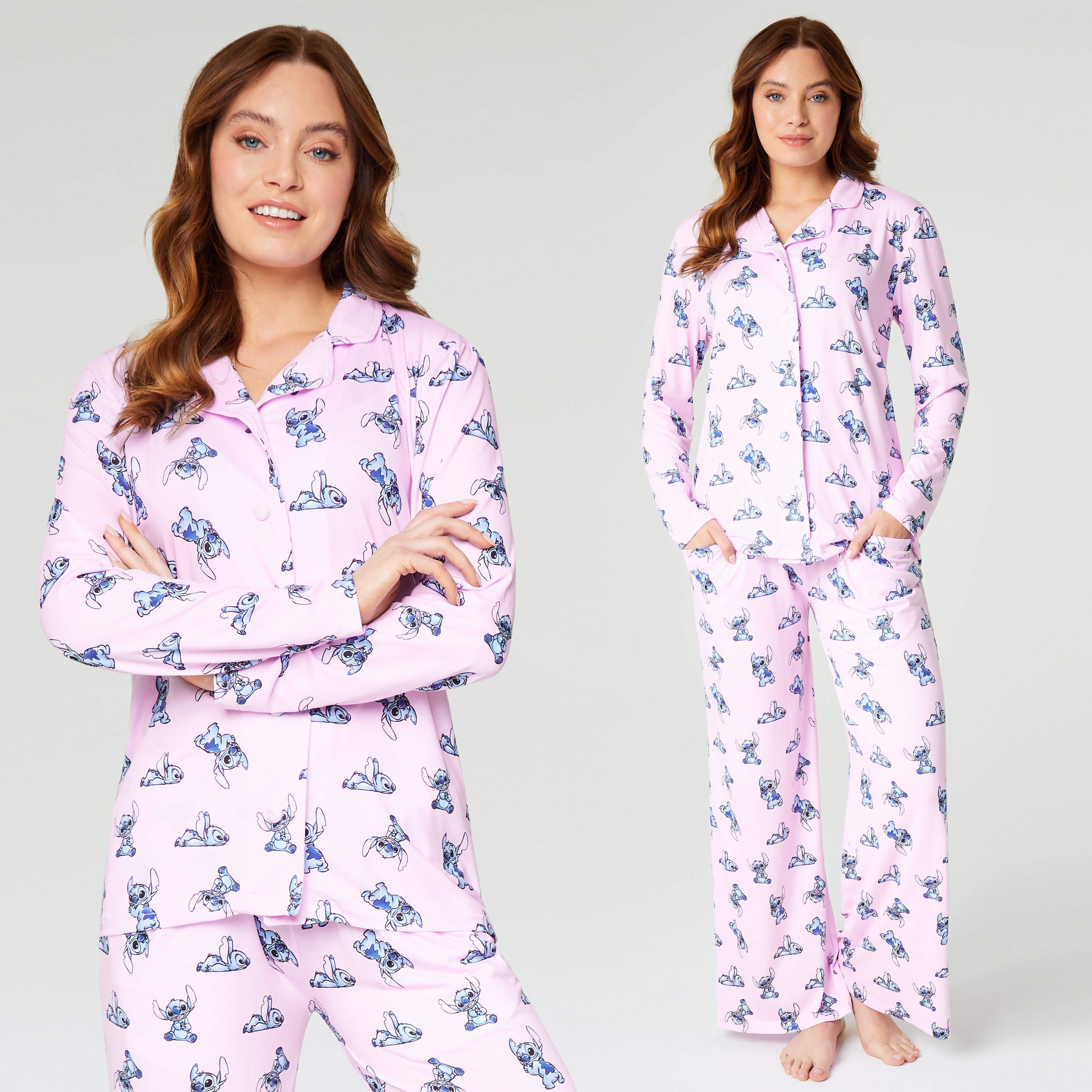 disney-stitch-ensemble-pyjama-femme-rose-manches-longues image 3