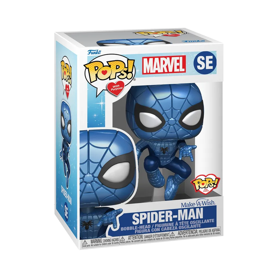 funko-pop-spider-man-metallic-make-a-wish-2022-vinyle image 1