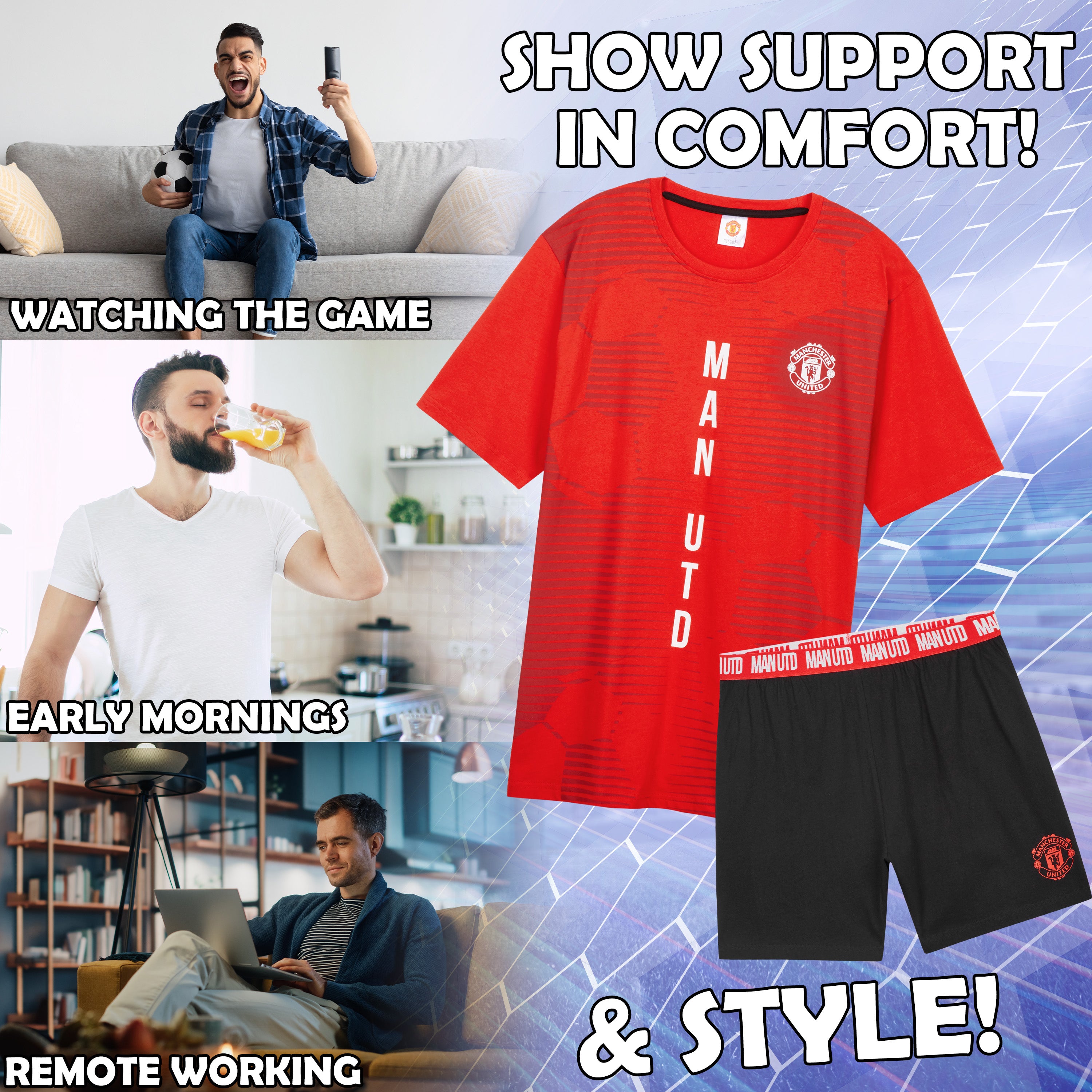 manchester-united-pyjama-court-homme-taille-l-coton image 4