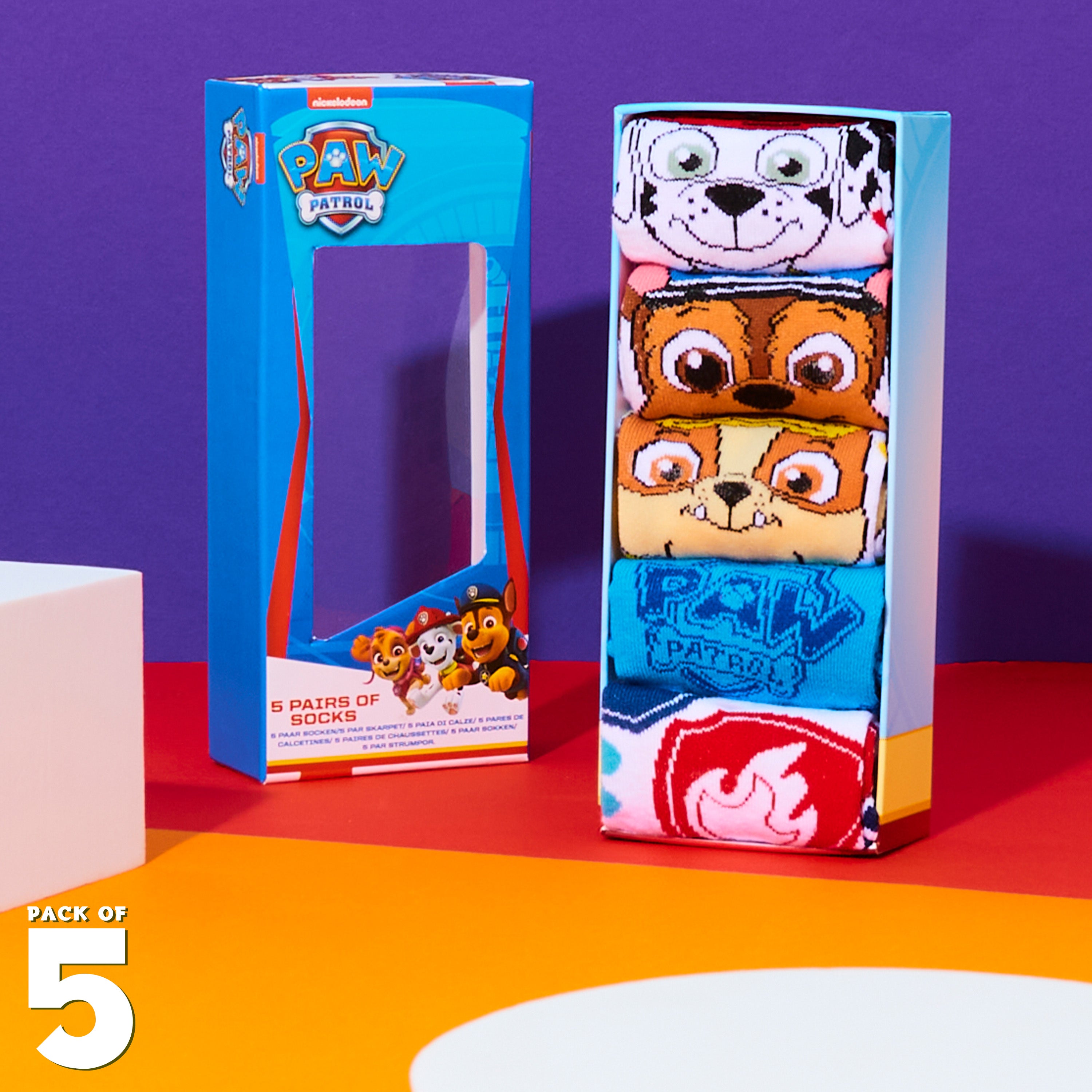 paw-patrol-lot-5-paires-chaussettes-gar-on-mi-mollet image 2