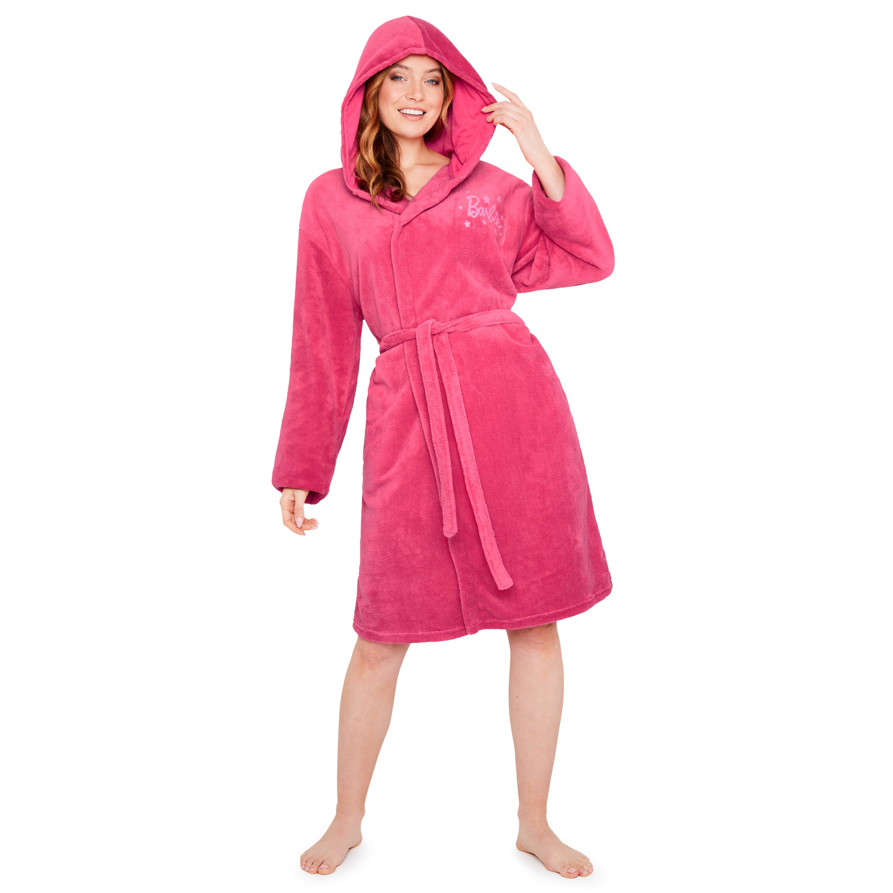 barbie-peignoir-polaire-femme-capuche-rose-taille-m image 1