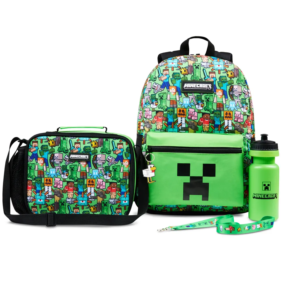 minecraft-ensemble-sac-dos-5-pi-ces-vert-cole-gourde image 1