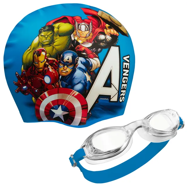 marvel-avengers-lunettes-de-piscine-enfant-bonnet-bleu-6-14-ans image 1