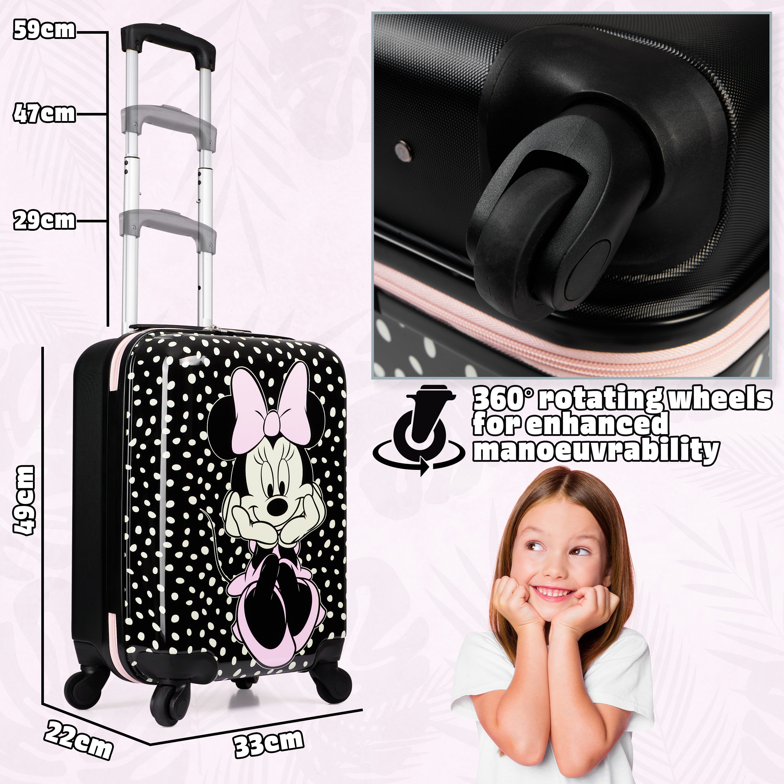 get-trend-girls-disney-minnie-valise-cabine-enfant-noire-roulettes image 4
