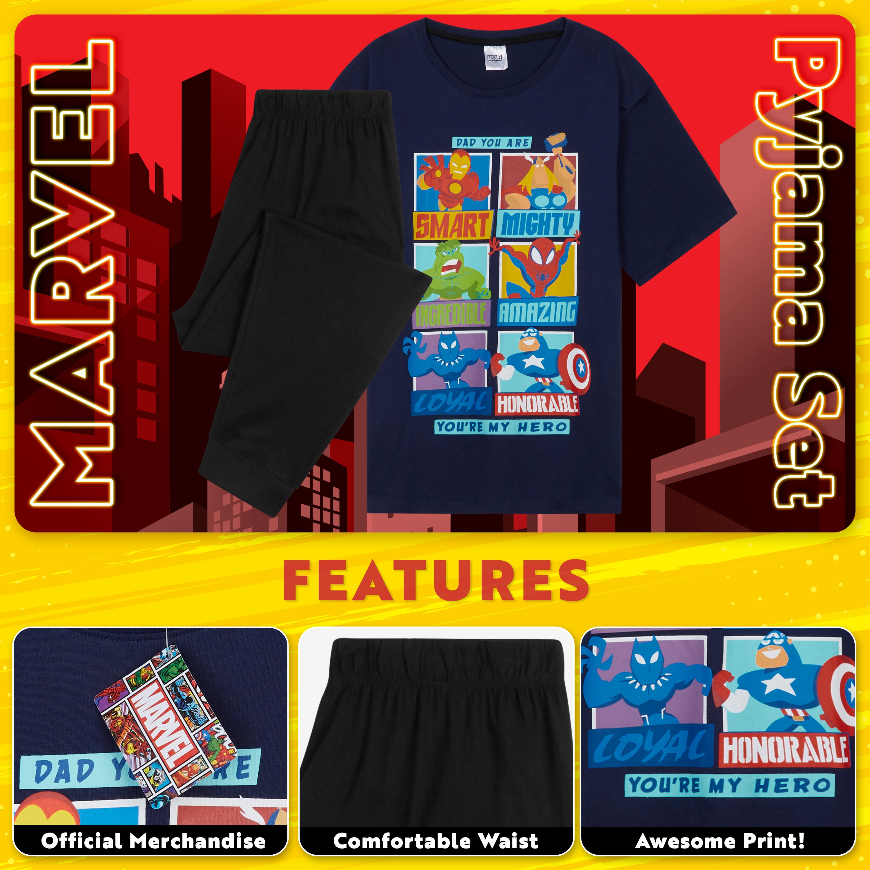 marvel-pyjama-homme-coton-2-pi-ces-t-shirt-pantalon image 3