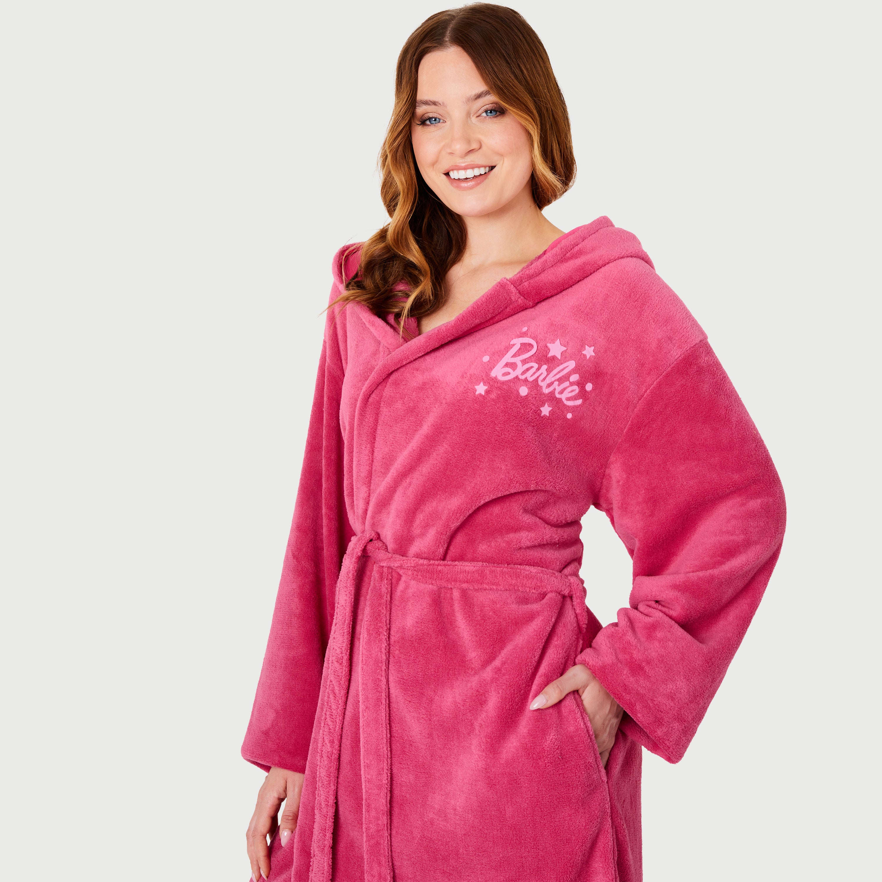 barbie-peignoir-polaire-femme-capuche-rose-taille-m image 2