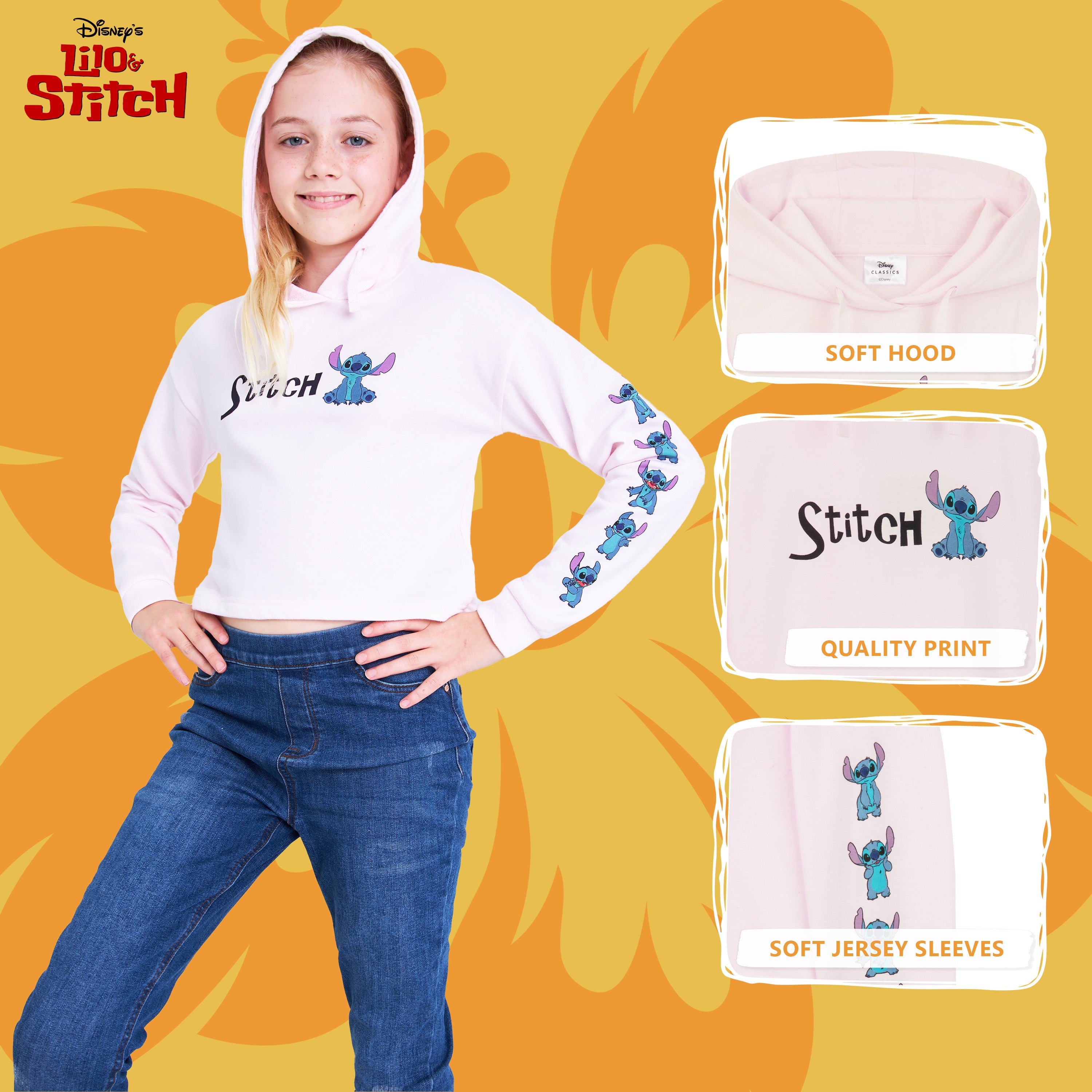sweat-disney-stitch-fille-capuche-7-8-ans-coton image 4