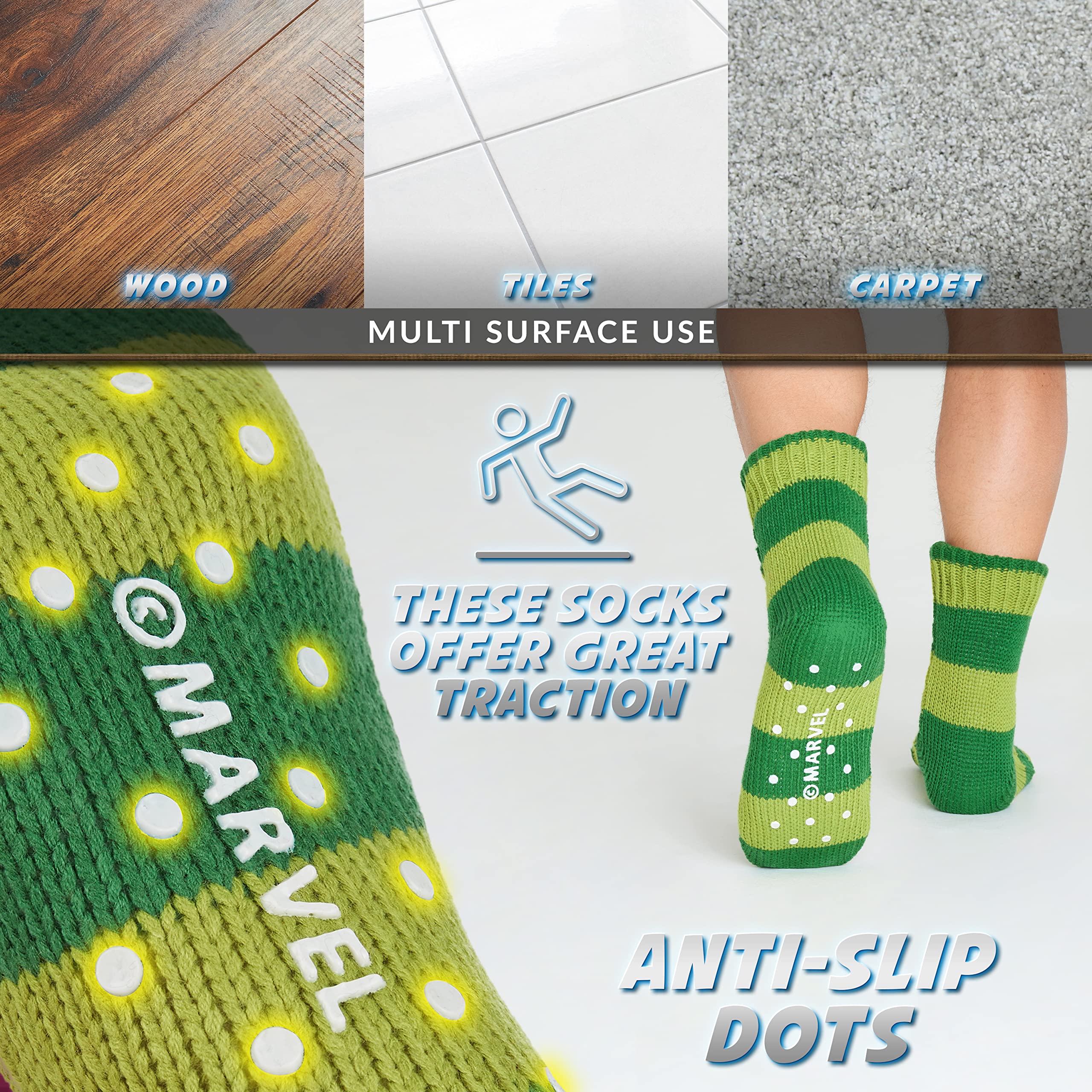 marvel-chaussettes-homme-vert-38-44-sherpa-antid-rapant image 6