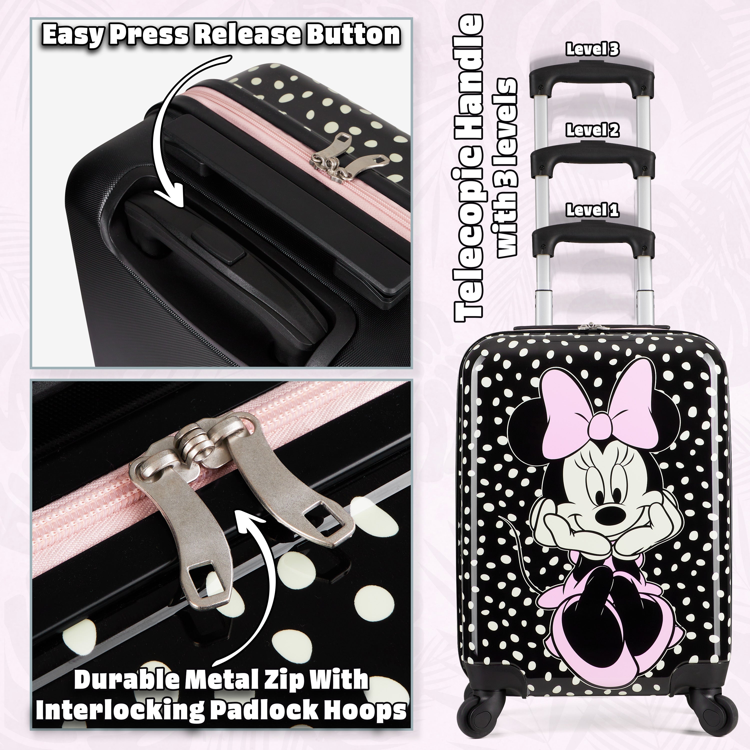 get-trend-girls-disney-minnie-valise-cabine-enfant-noire-roulettes image 5