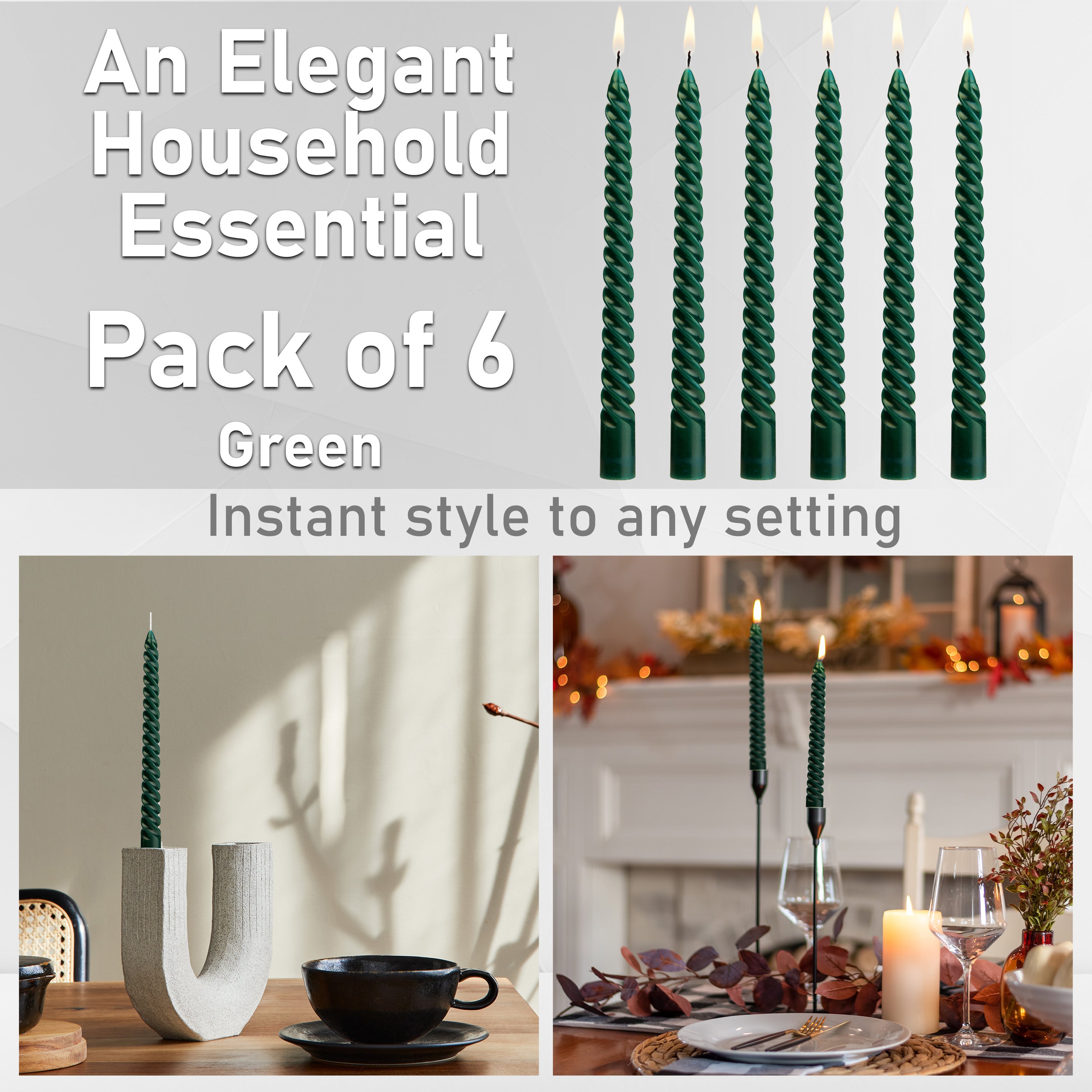 deco-express-bougies-torsad-es-vertes-lot-de-6 image 4