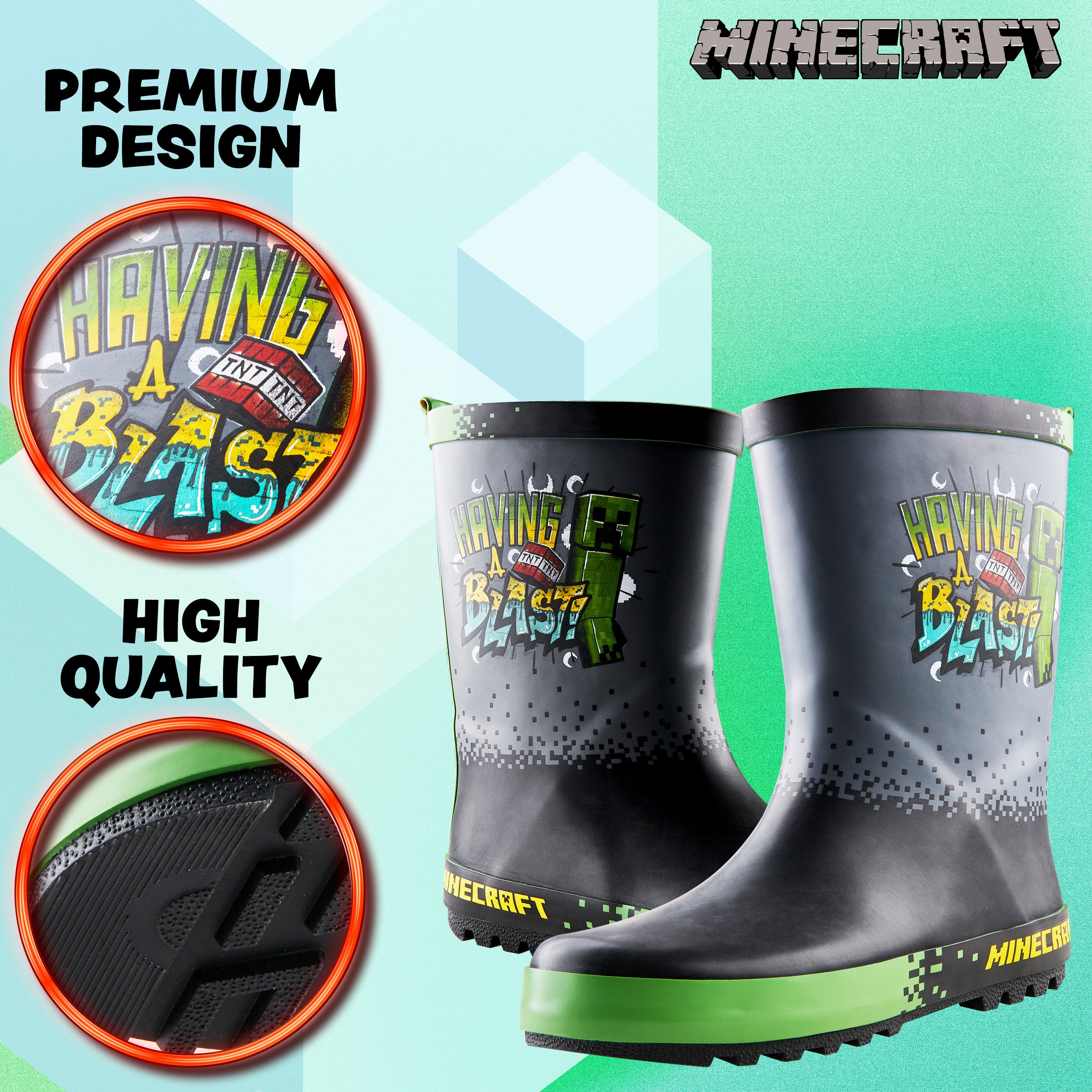 minecraft-bottes-pluie-enfant-creeper-caoutchouc-29-35 image 5