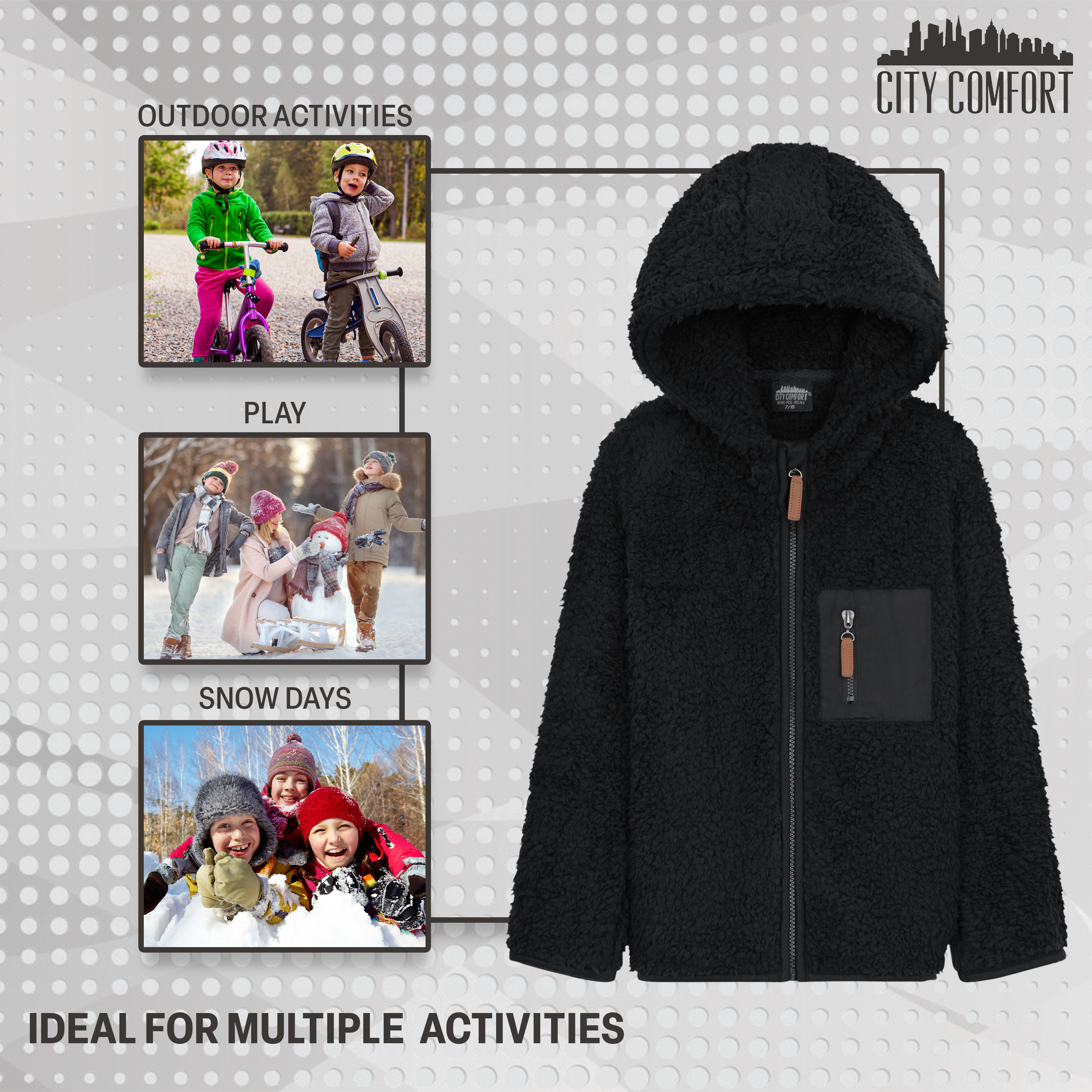 citycomfort-veste-teddy-enfant-noire-3-4-ans-zipp-e-capuche image 5