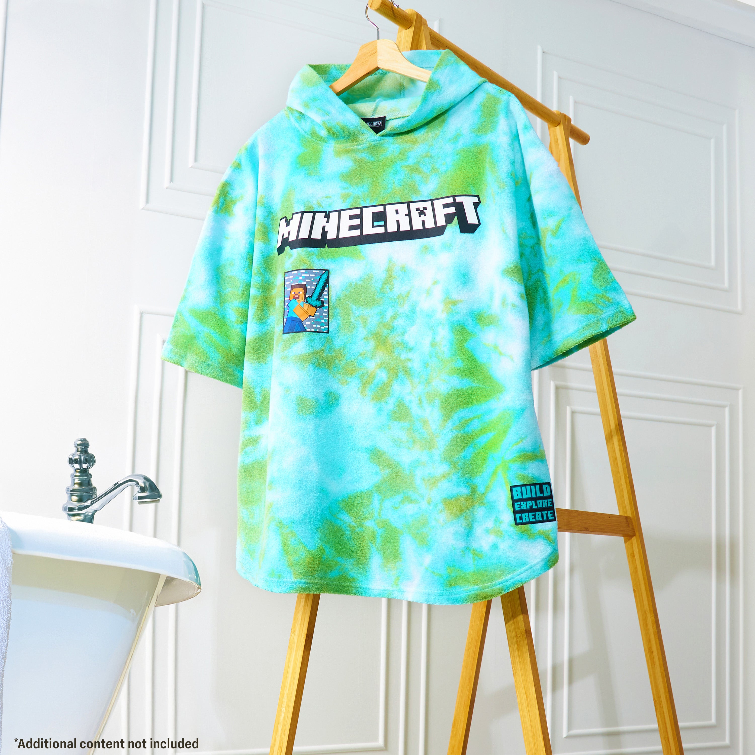 minecraft-poncho-serviette-capuche-enfant-vert-6-9-ans image 5