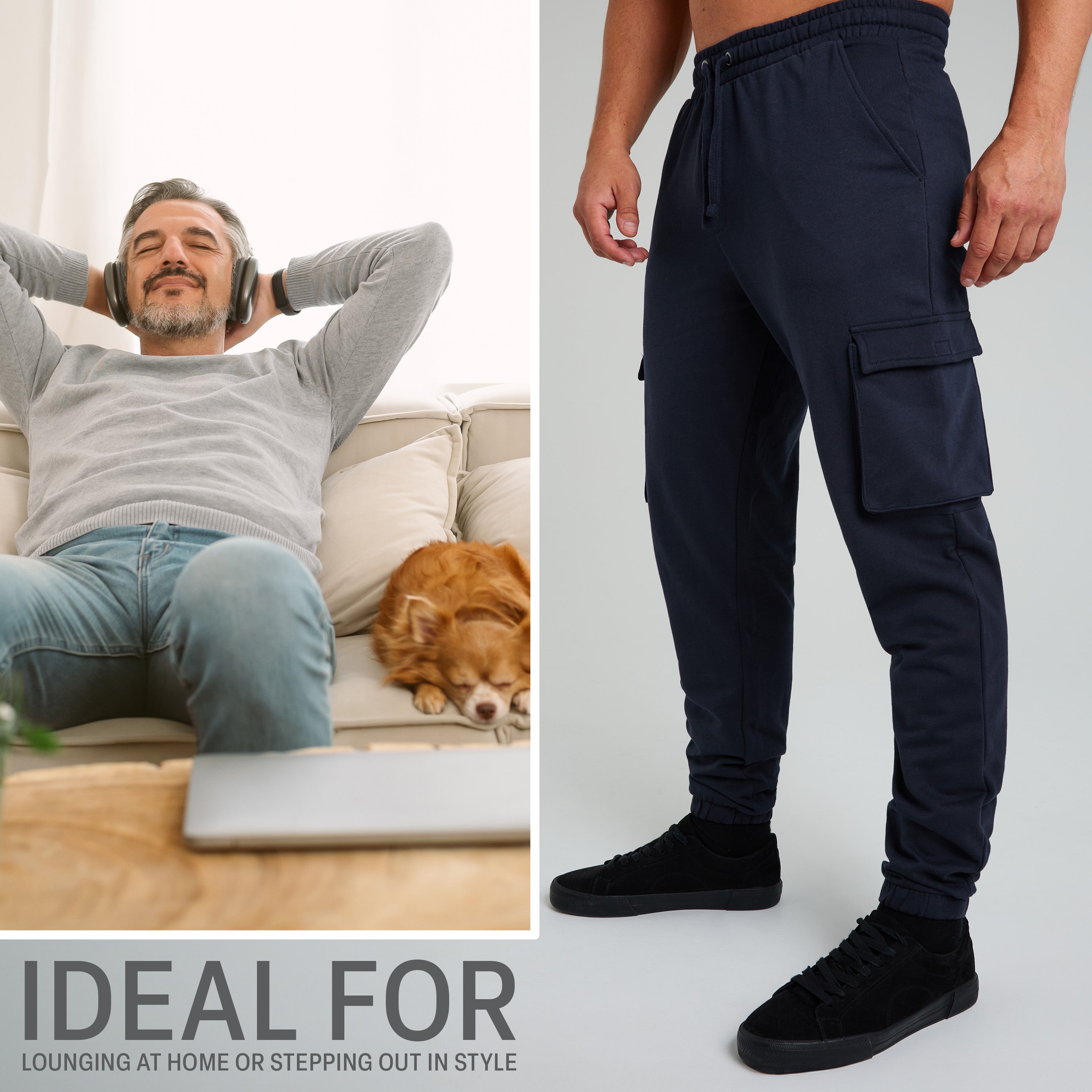 citycomfort-cargo-jogging-homme-noir-4-poches-taille-l-coton image 2
