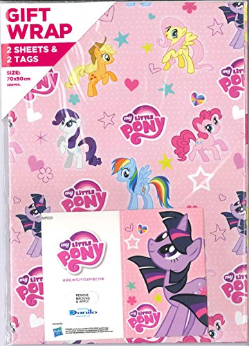 my-little-pony-papier-cadeau-lot-2-feuilles-tiquette image 2