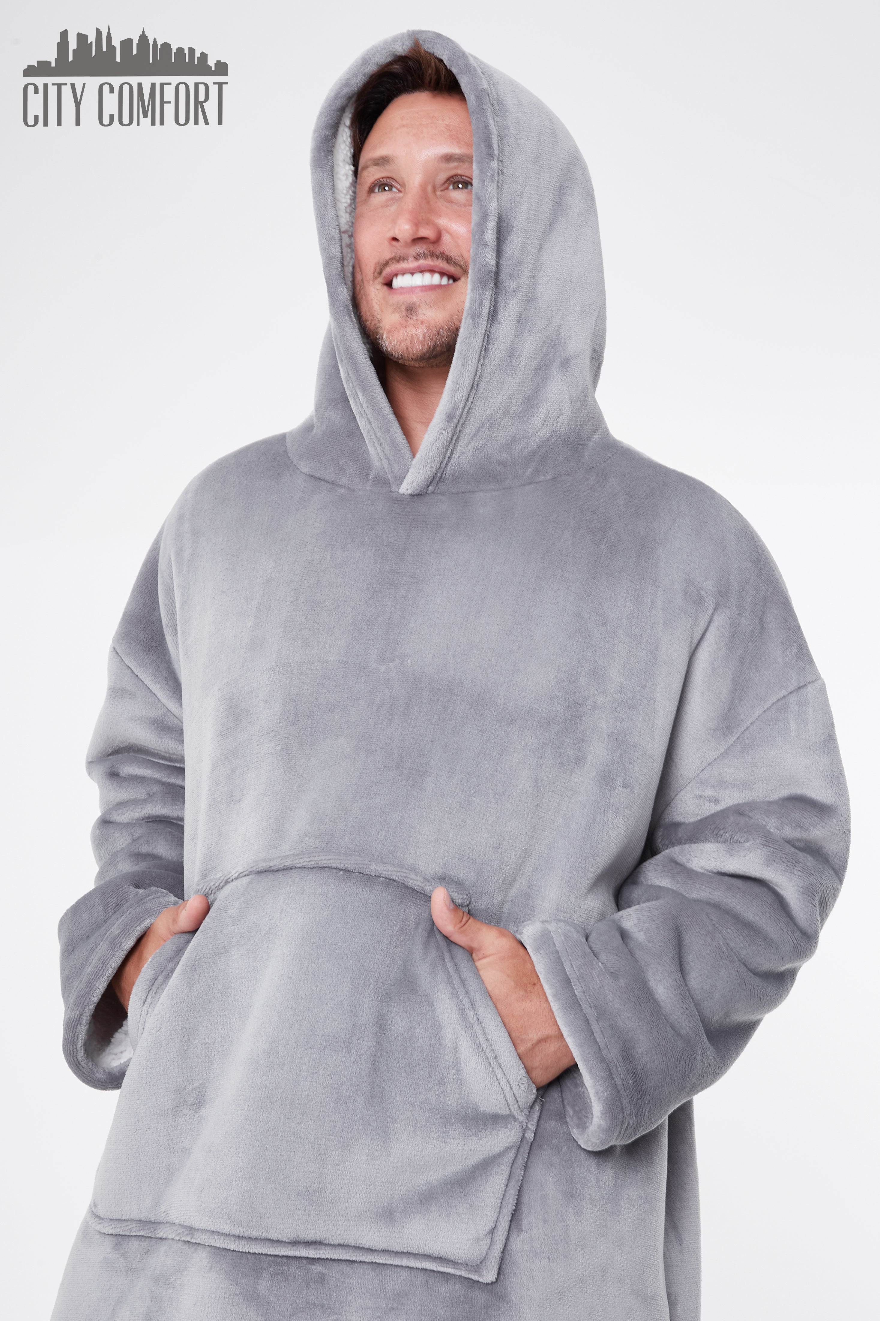 get-trend-men-sweat-plaid-polaire-gris-oversize image 4