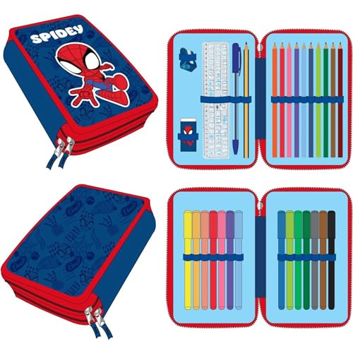 marvel-spidey-trousse-scolaire-garnie-triple-19-5-cm-feutres image 2