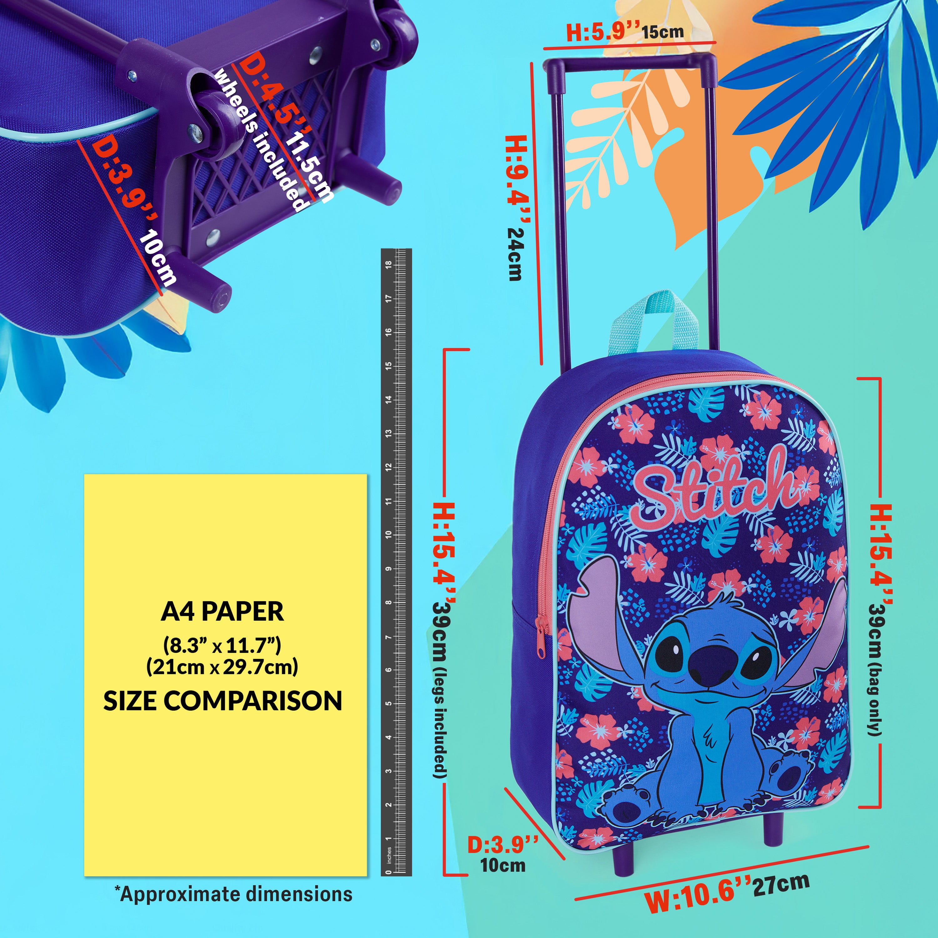 get-trend-stitch-valise-enfant-trolley-pliable-10-5-l image 3