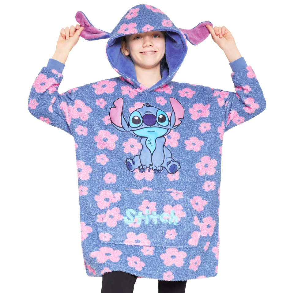 disney-stitch-plaid-sweat-enfant-capuche-taille-unique-polaire-douce image 1