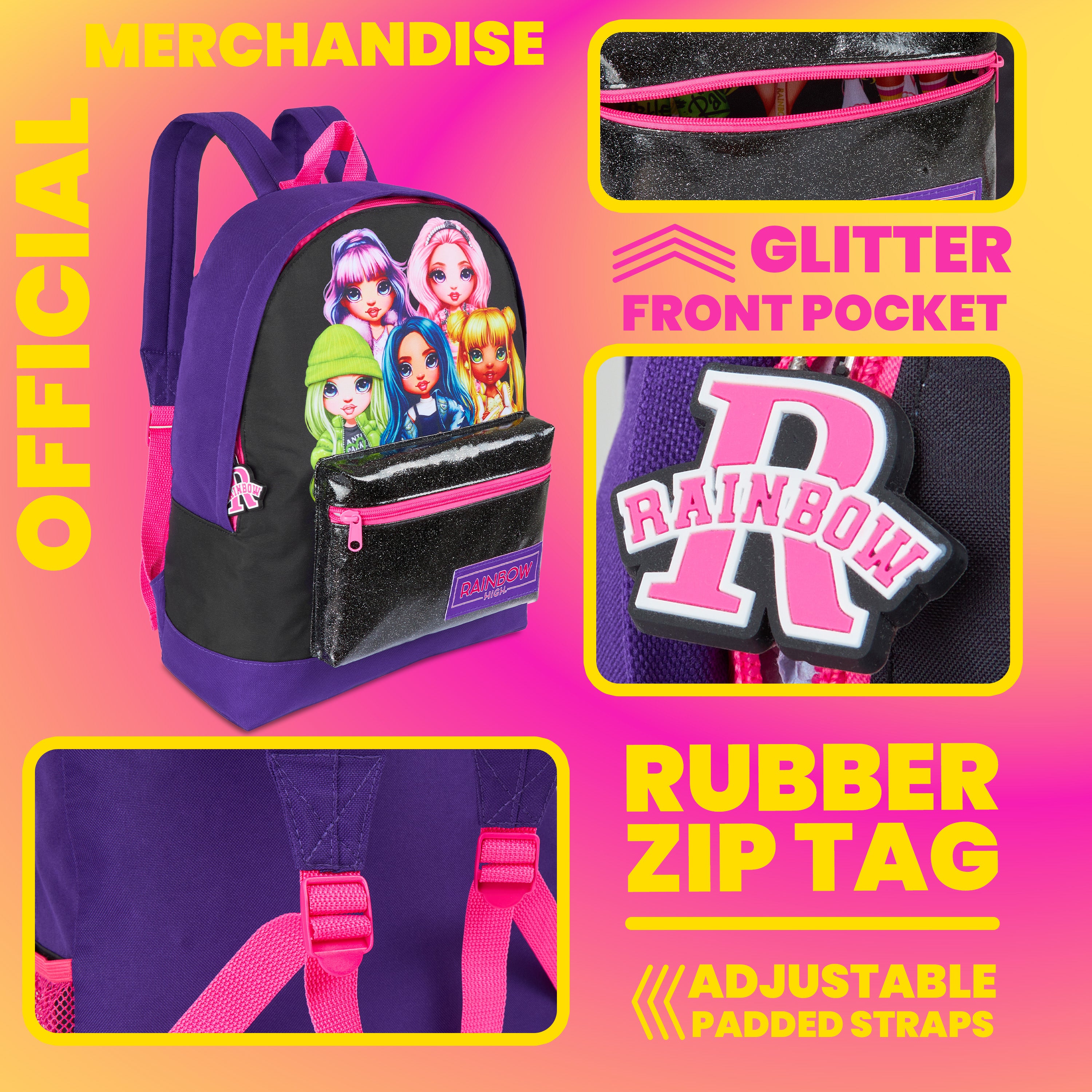 rainbow-high-sac-dos-fille-paillettes-poches-zip image 6