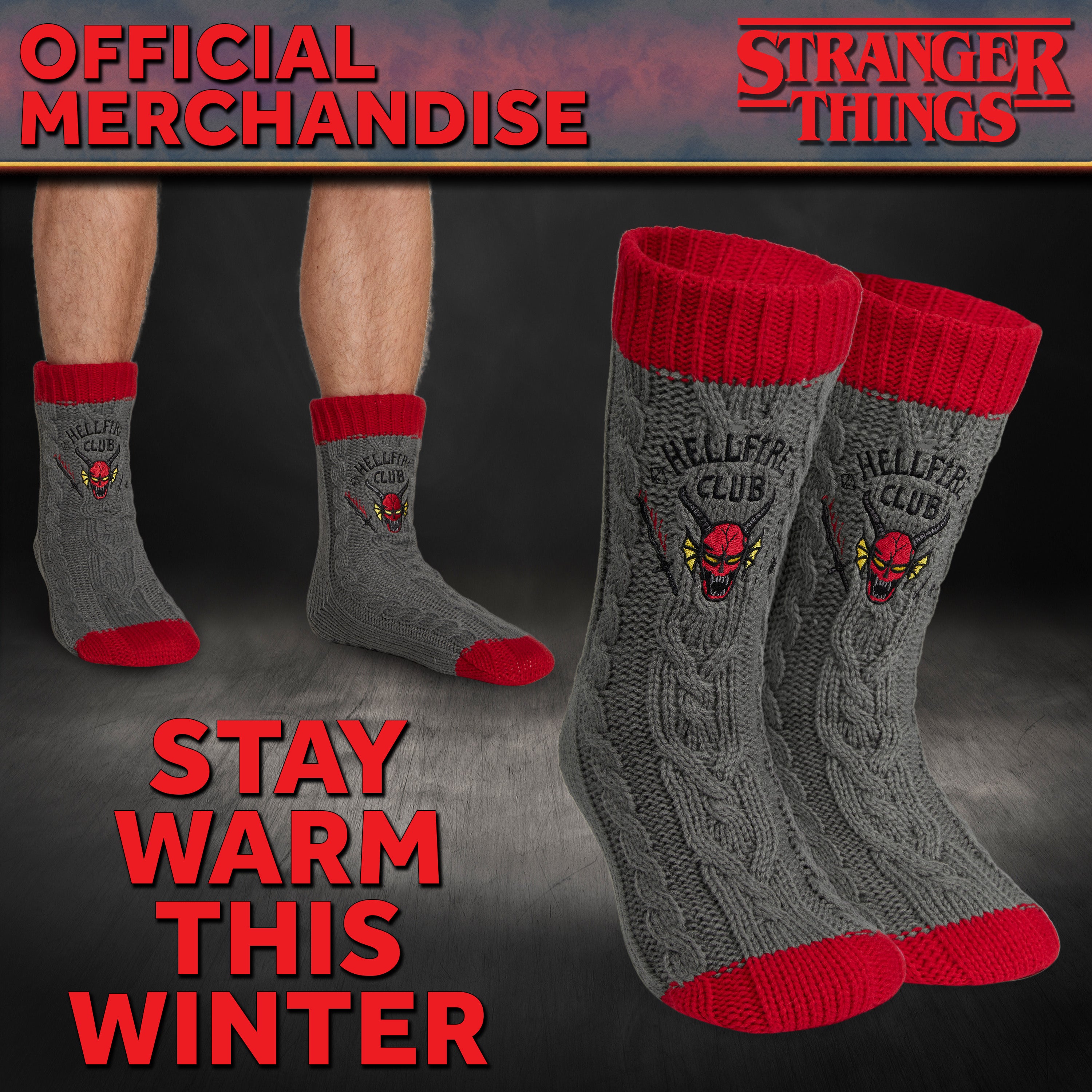 stranger-things-chaussettes-pilou-homme-gris-et-rouge image 3