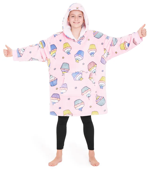 citycomfort-girls-sweat-plaid-cupcake-oversize-polaire-enfant image 1