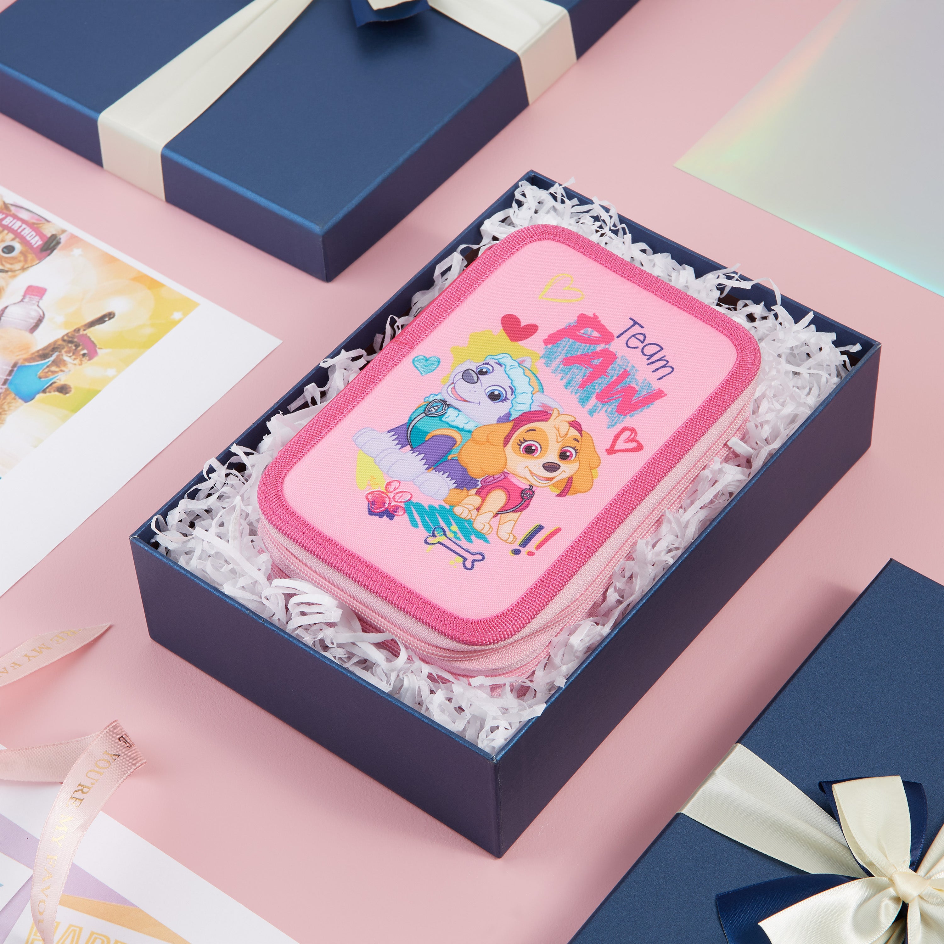 paw-patrol-trousse-garnie-enfant-rose-3-compartiments image 2