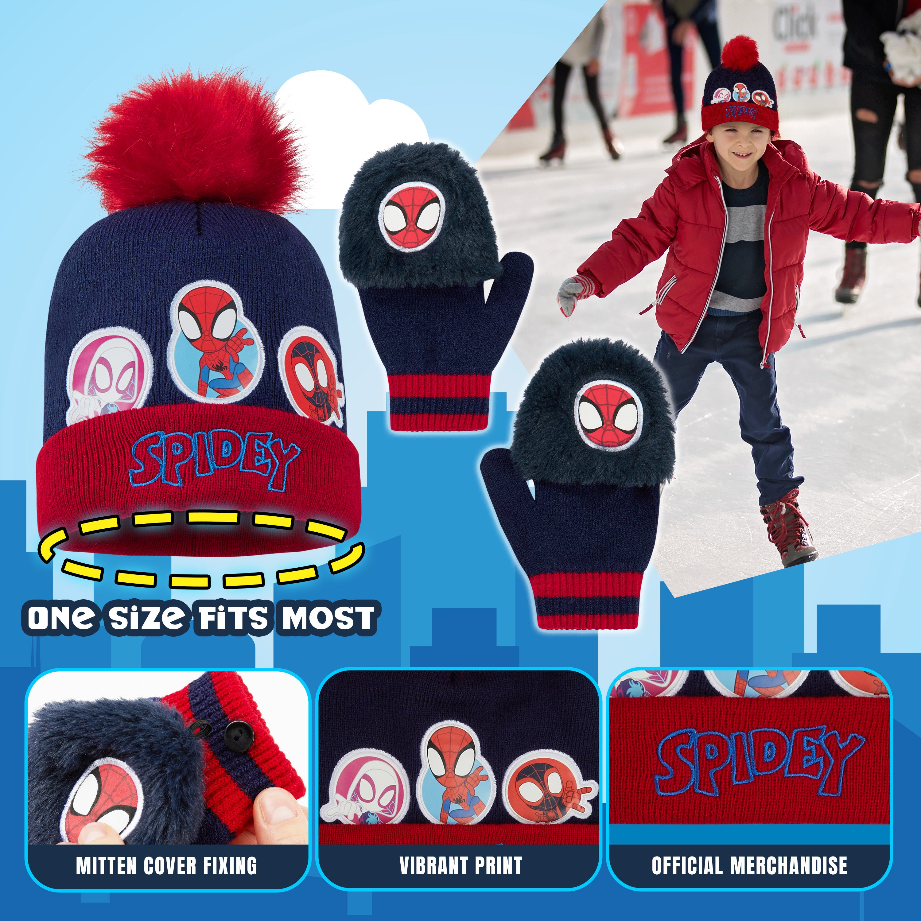 marvel-spiderman-bonnet-gants-ensemble-hiver-gar-on-chaud image 5