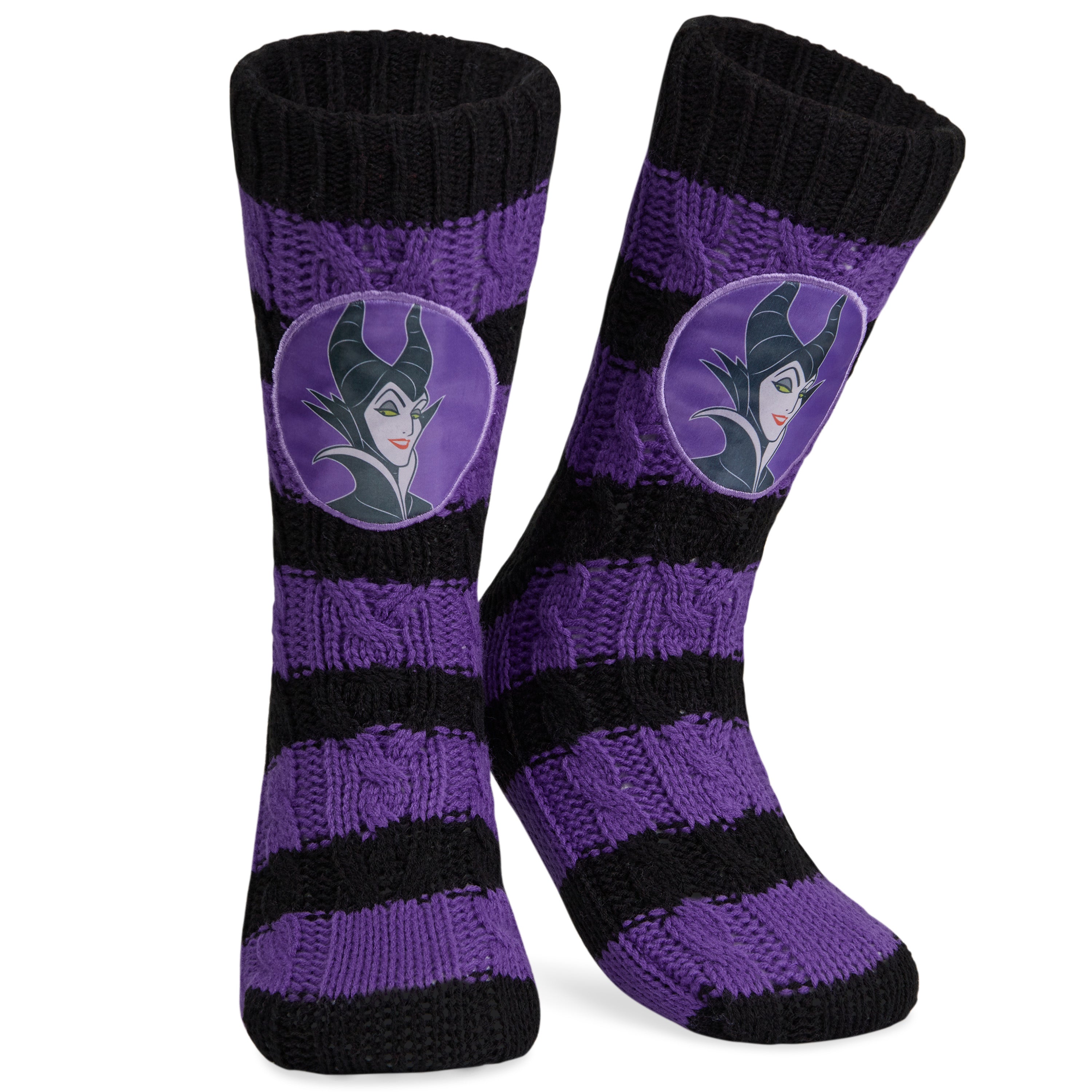 disney-chaussettes-pilou-femme-stitch-mal-fique-noir-violet image 1