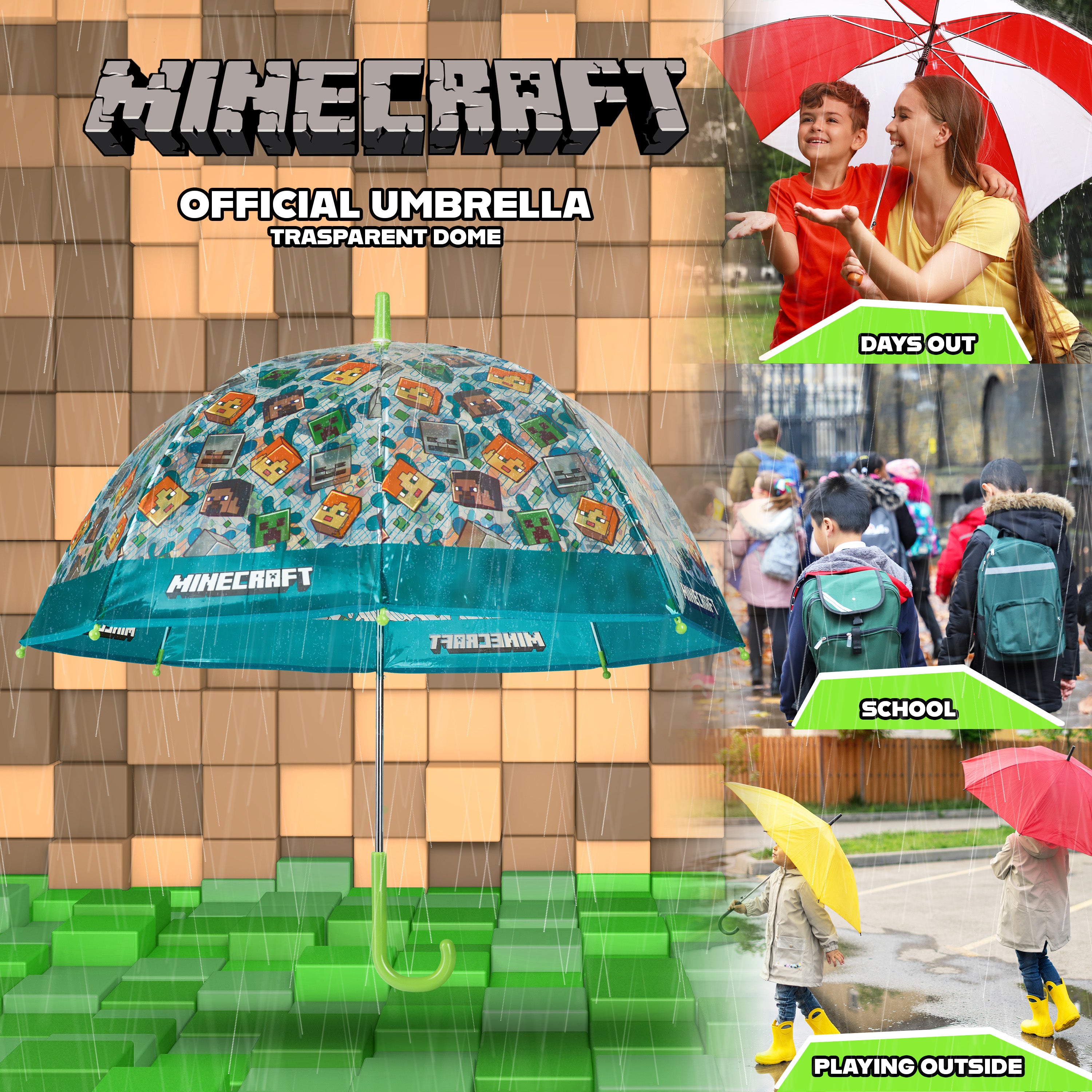 minecraft-parapluie-enfant-transparent-cloche-poign-e-j image 4