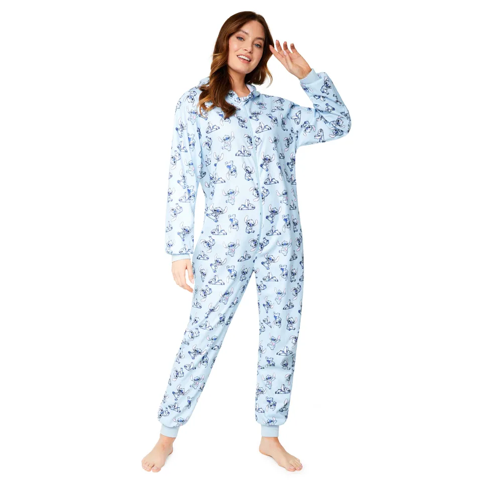 disney-stitch-combinaison-pyjama-femme-polaire-bleue image 1