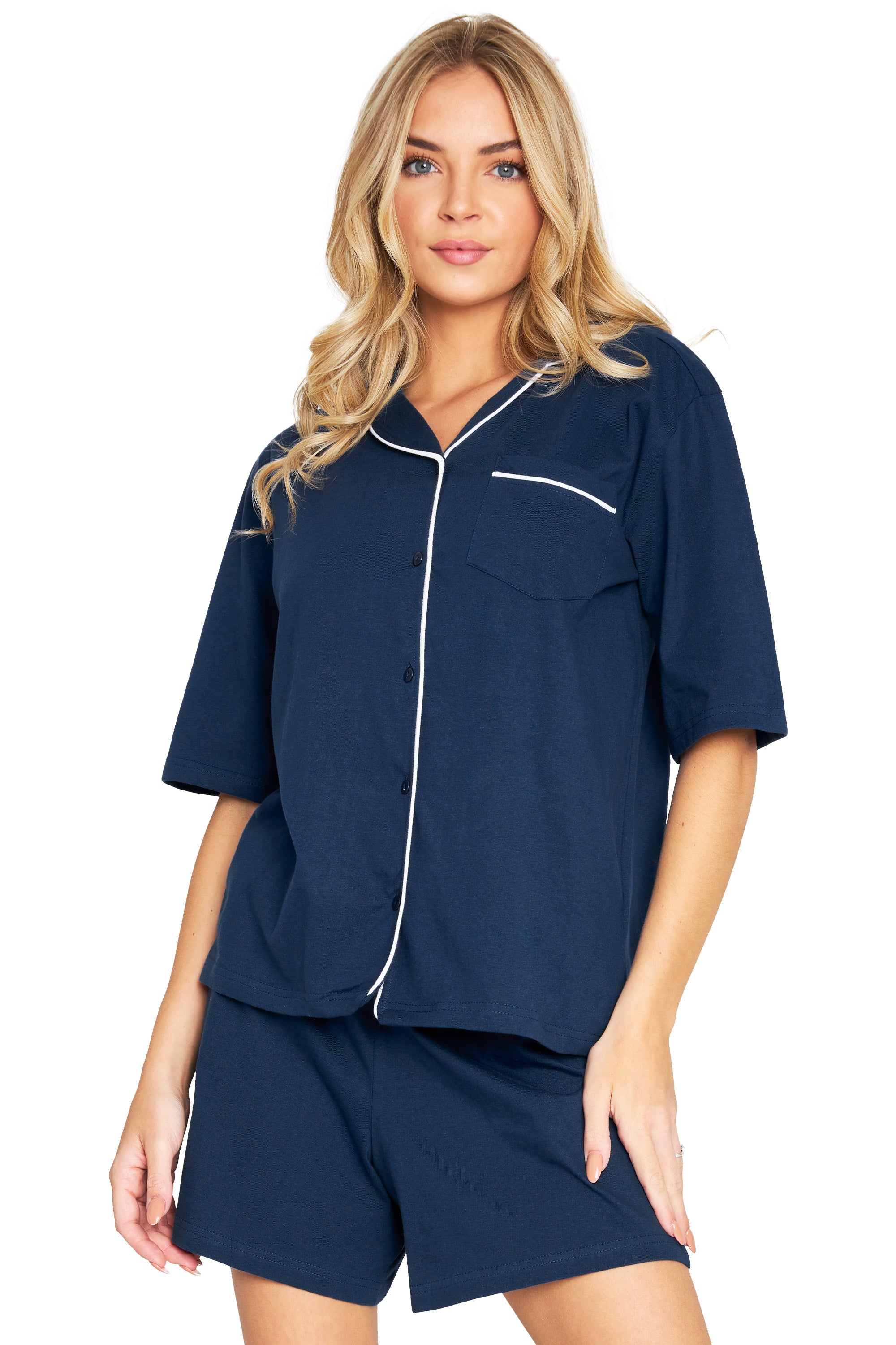citycomfort-pyjama-femme-coton-boutonn-noir-taille-m image 7